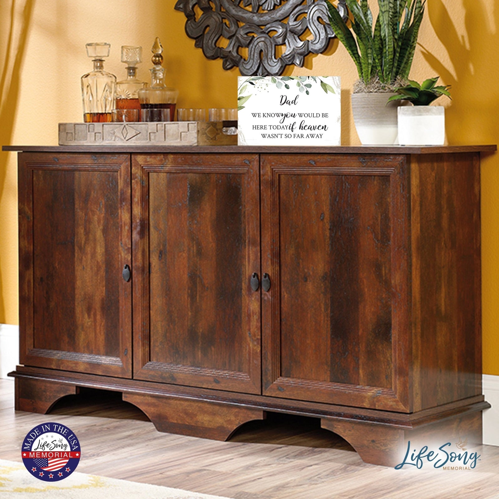 Dad, We Know You Would Wooden Floral 5.5x8 Inches Memorial Art Sign Table Top and shelf decor For Home Décor - LifeSong Milestones