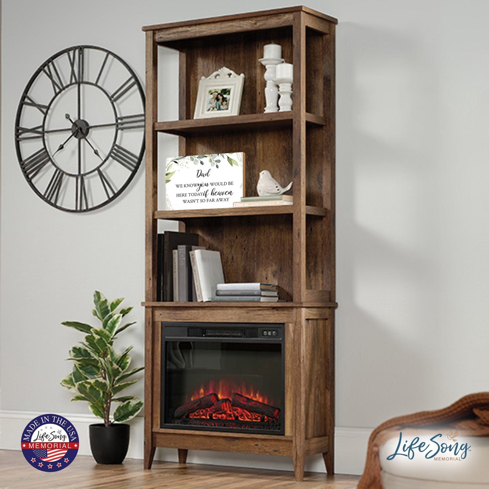 Dad, We Know You Would Wooden Floral 5.5x8 Inches Memorial Art Sign Table Top and shelf decor For Home Décor - LifeSong Milestones