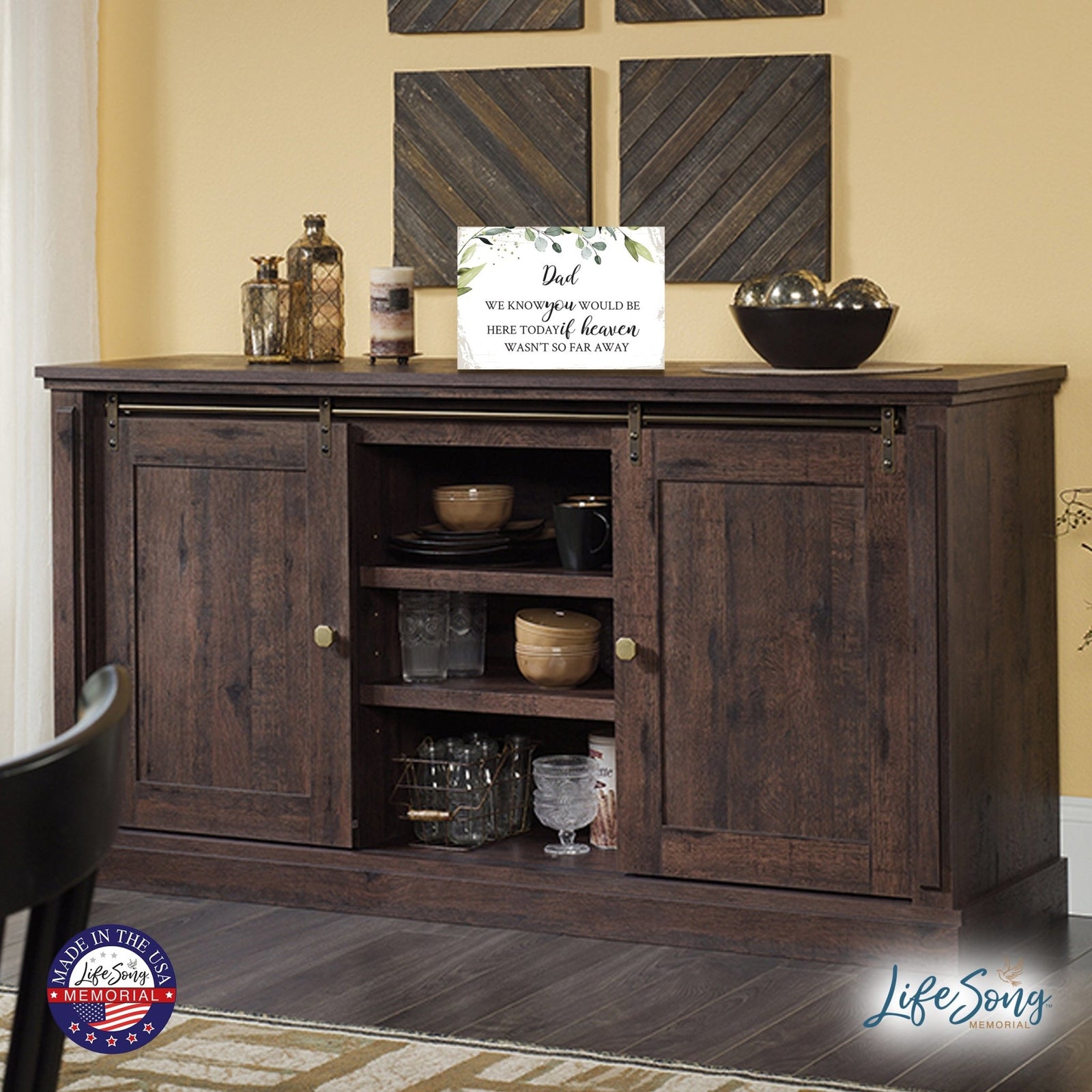 Dad, We Know You Would Wooden Floral 5.5x8 Inches Memorial Art Sign Table Top and shelf decor For Home Décor - LifeSong Milestones