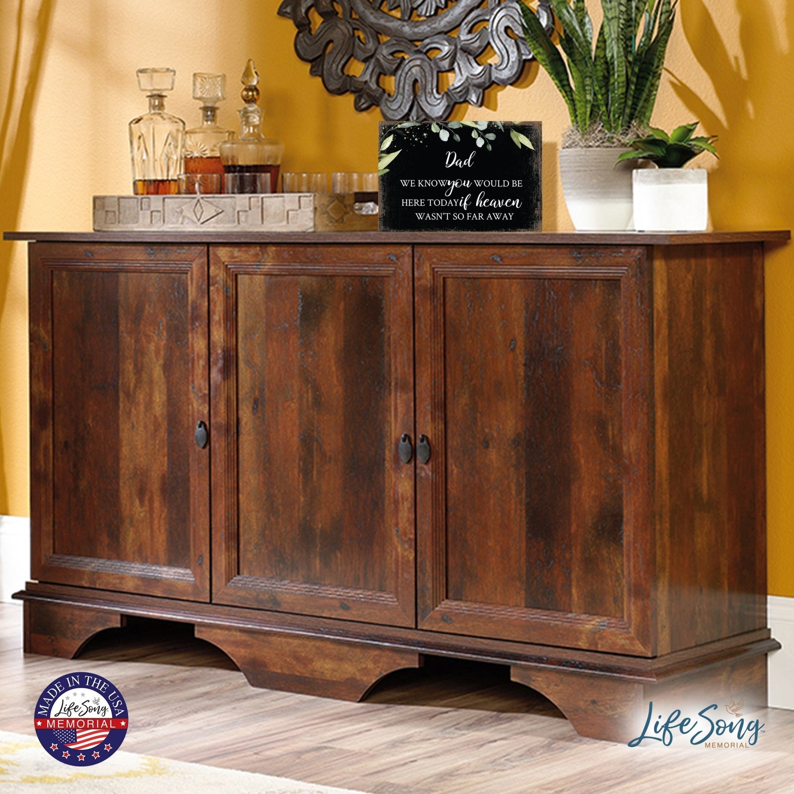 Dad, We Know You Would Wooden Floral 5.5x8 Inches Memorial Art Sign Table Top and shelf decor For Home Décor - LifeSong Milestones