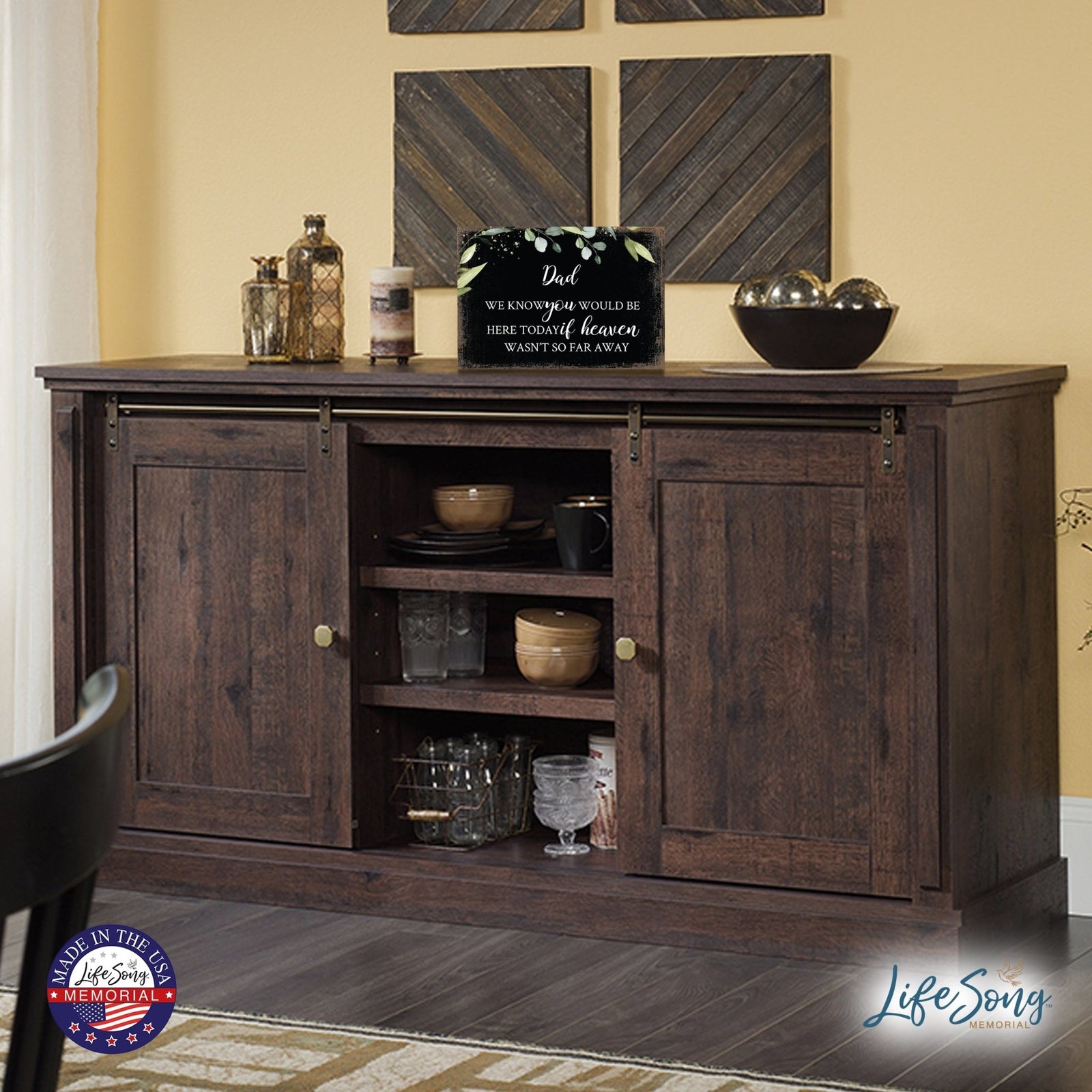 Dad, We Know You Would Wooden Floral 5.5x8 Inches Memorial Art Sign Table Top and shelf decor For Home Décor - LifeSong Milestones