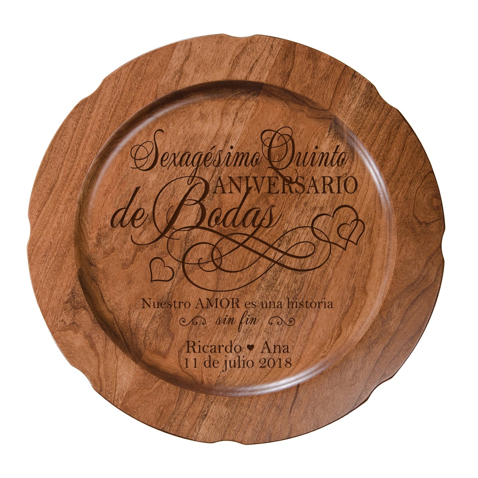 Decorativo Personalizado 65 Placa Aniversario - Sesenta y cinco años - LifeSong Milestones
