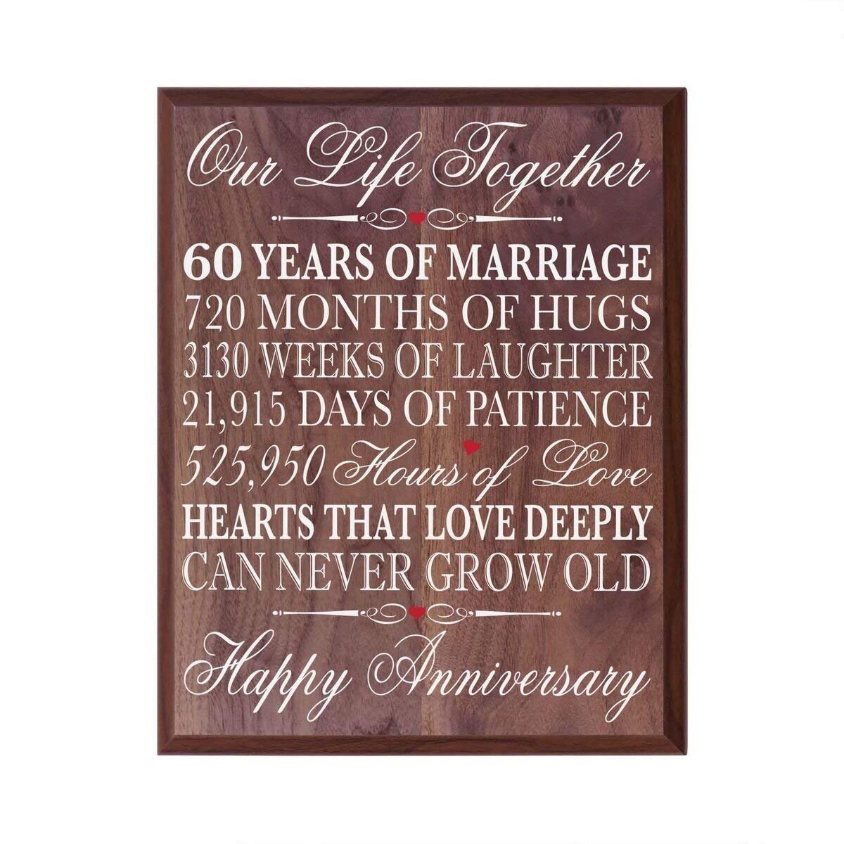 Digitally Printed 60th Anniversary Wall Decor Plaque - Our Life - LifeSong Milestones