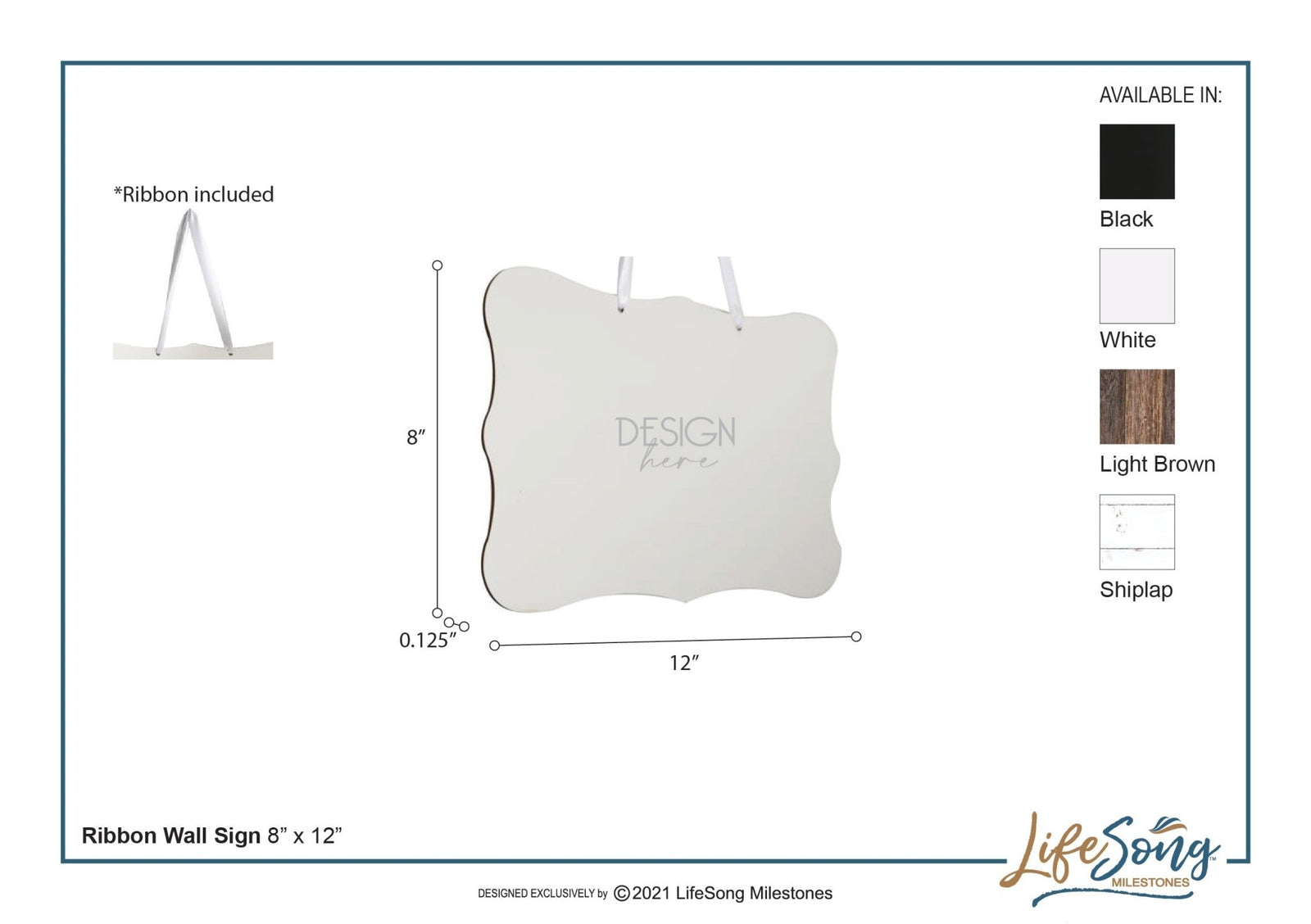 Digitally Printed Ribbon Signs Wall Decor 8” x 12” x 0.125" Includes Ribbon - Bless The Food - LifeSong Milestones