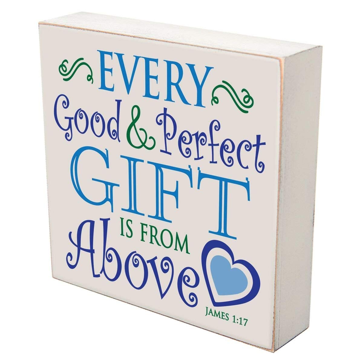 Digitally Printed Shadow Box Wall Decor - Every Good And Perfect Blue - LifeSong Milestones