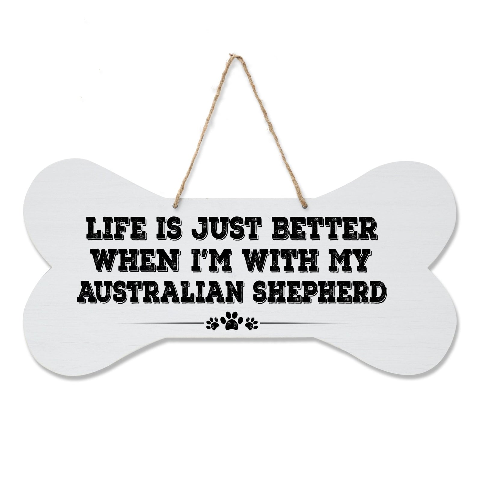 Dog Bone Rope Wall Sign - Australian Shepherd - LifeSong Milestones