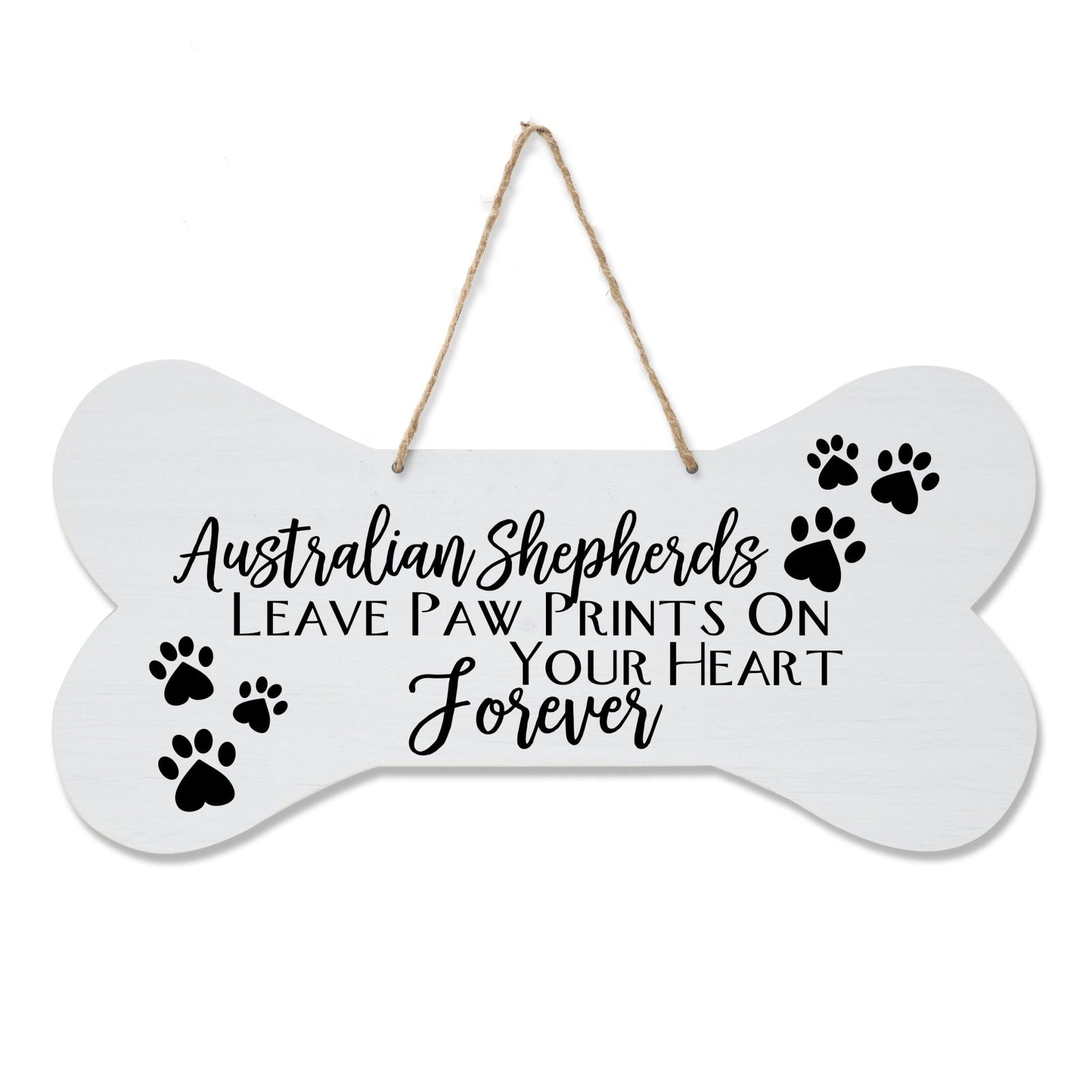 Dog Bone Rope Wall Sign - Australian Shepherd - LifeSong Milestones