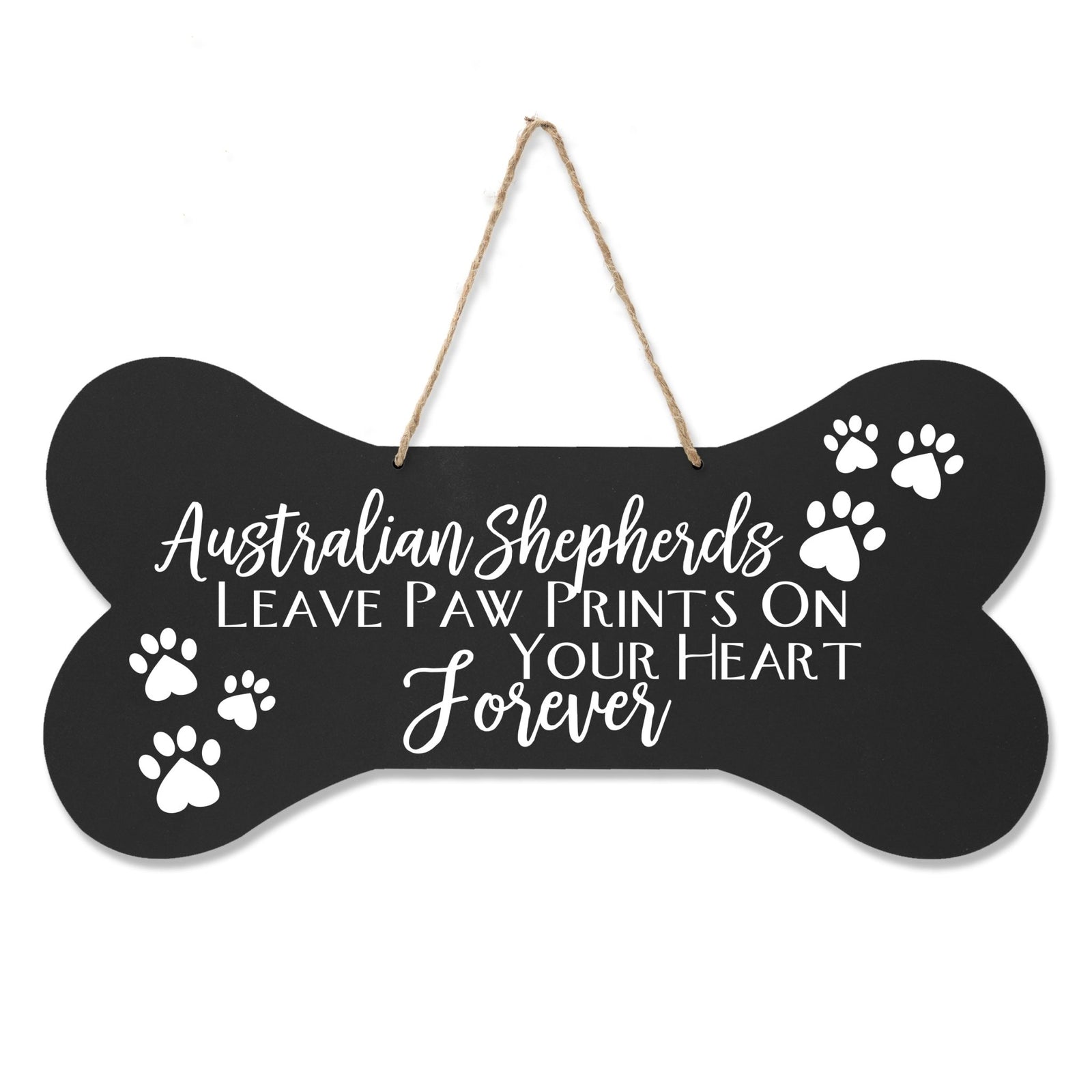 Dog Bone Rope Wall Sign - Australian Shepherd - LifeSong Milestones