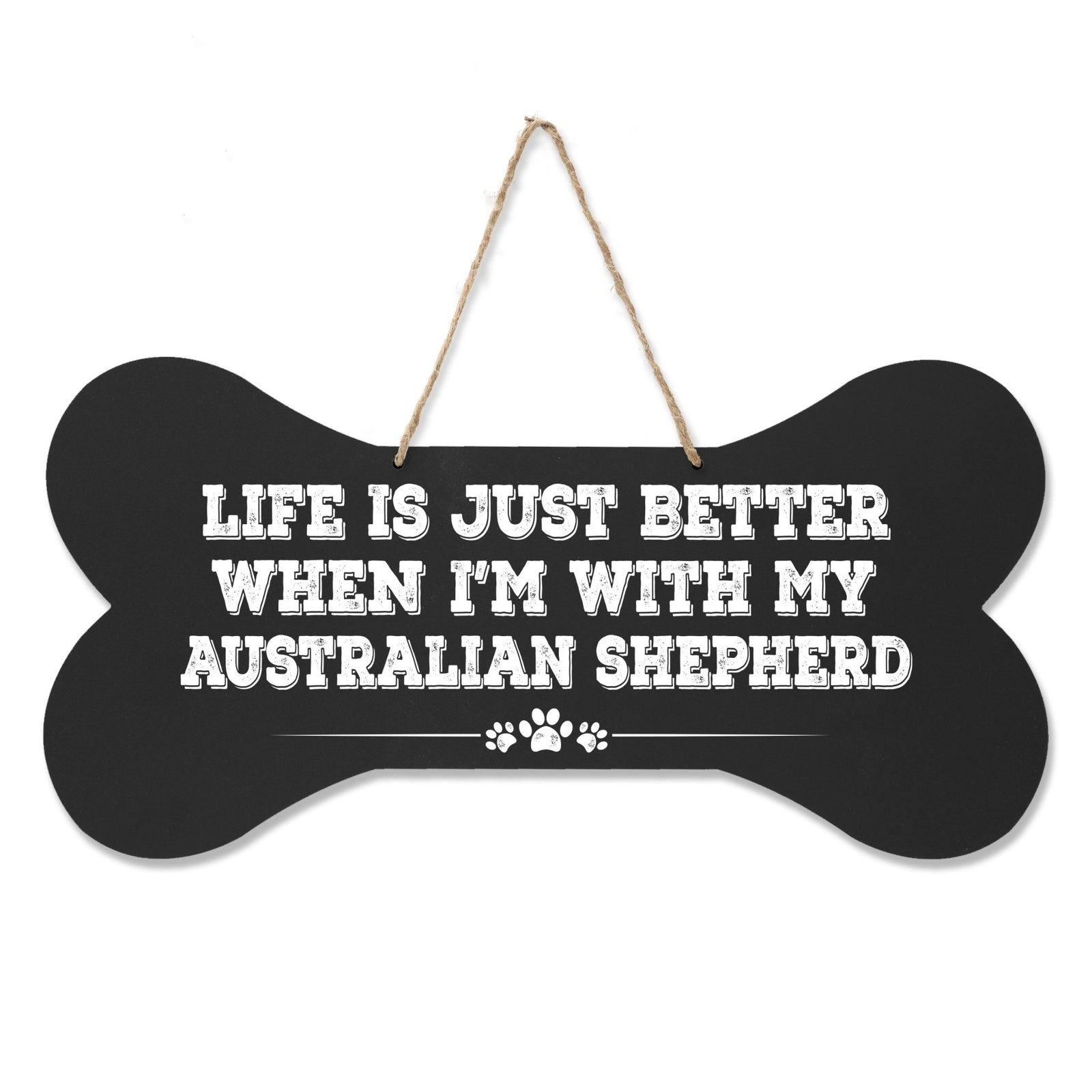 Dog Bone Rope Wall Sign - Australian Shepherd - LifeSong Milestones