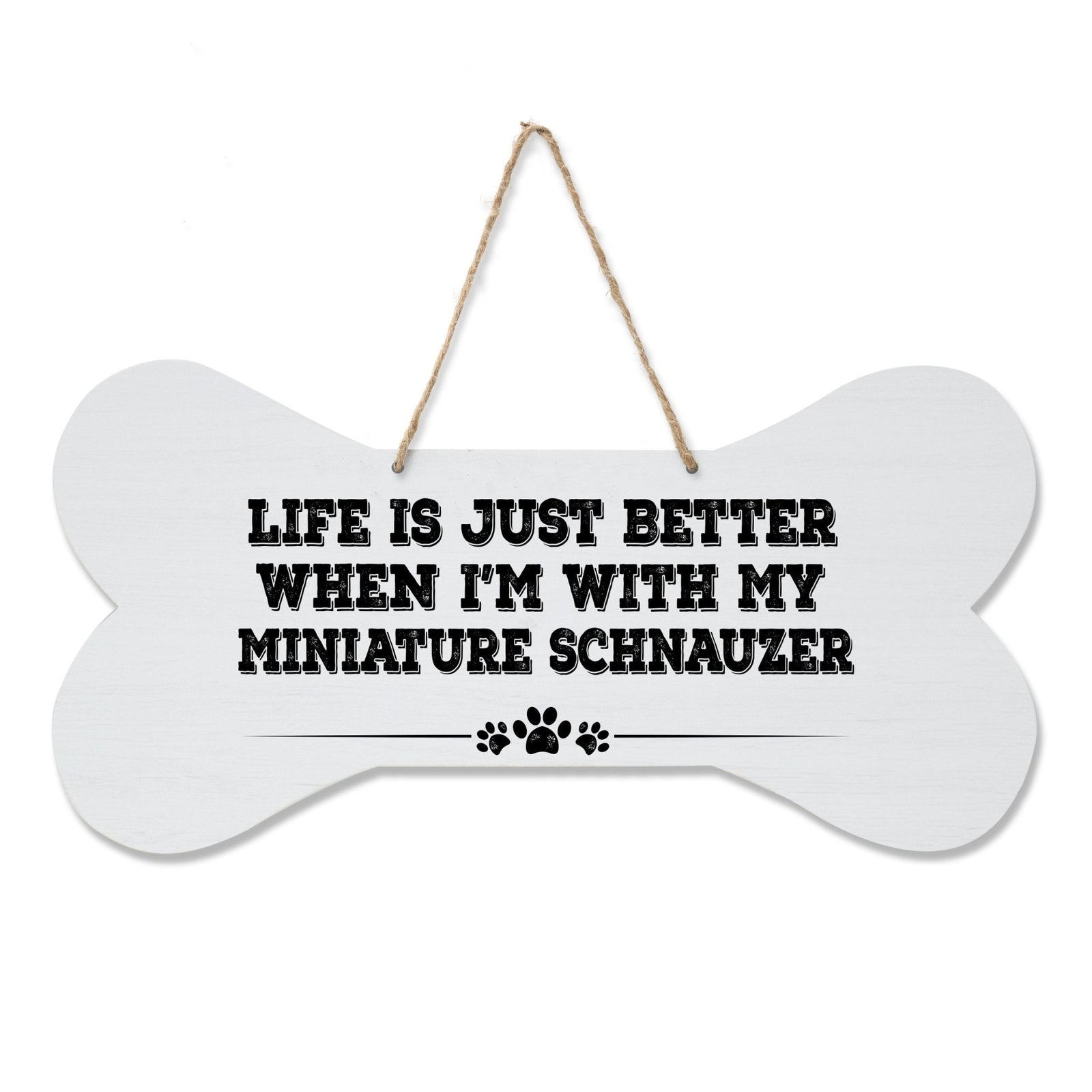 Dog Bone Rope Wall Sign - Miniature Schnauzers - LifeSong Milestones