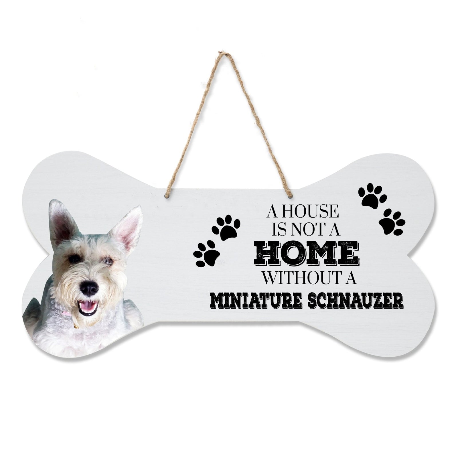 Dog Bone Rope Wall Sign - Miniature Schnauzers - LifeSong Milestones