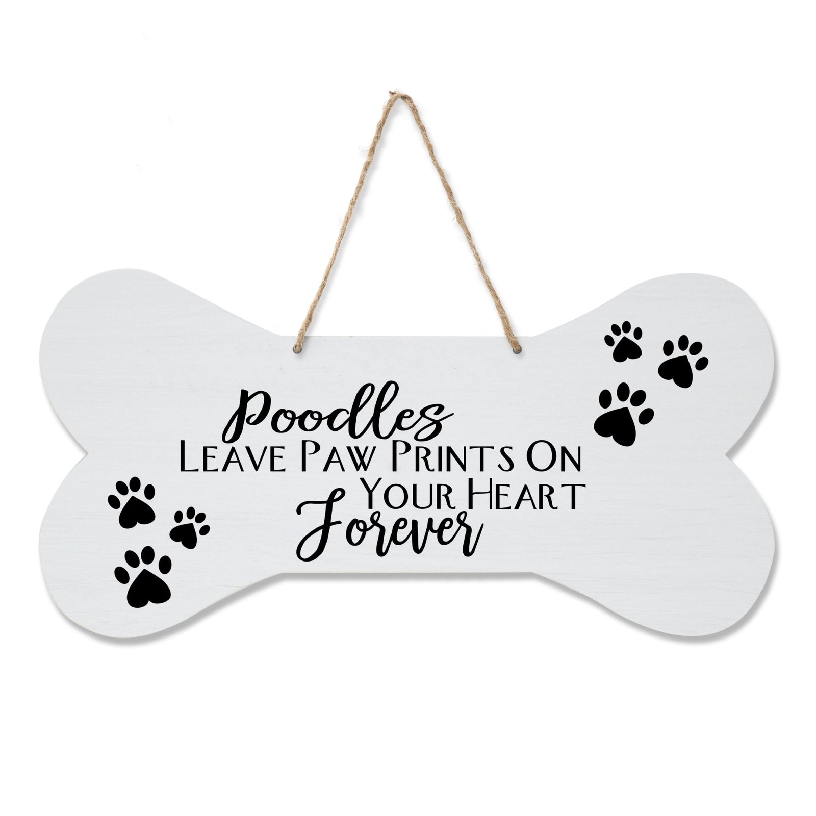 Dog Bone Rope Wall Sign - Poodle - LifeSong Milestones