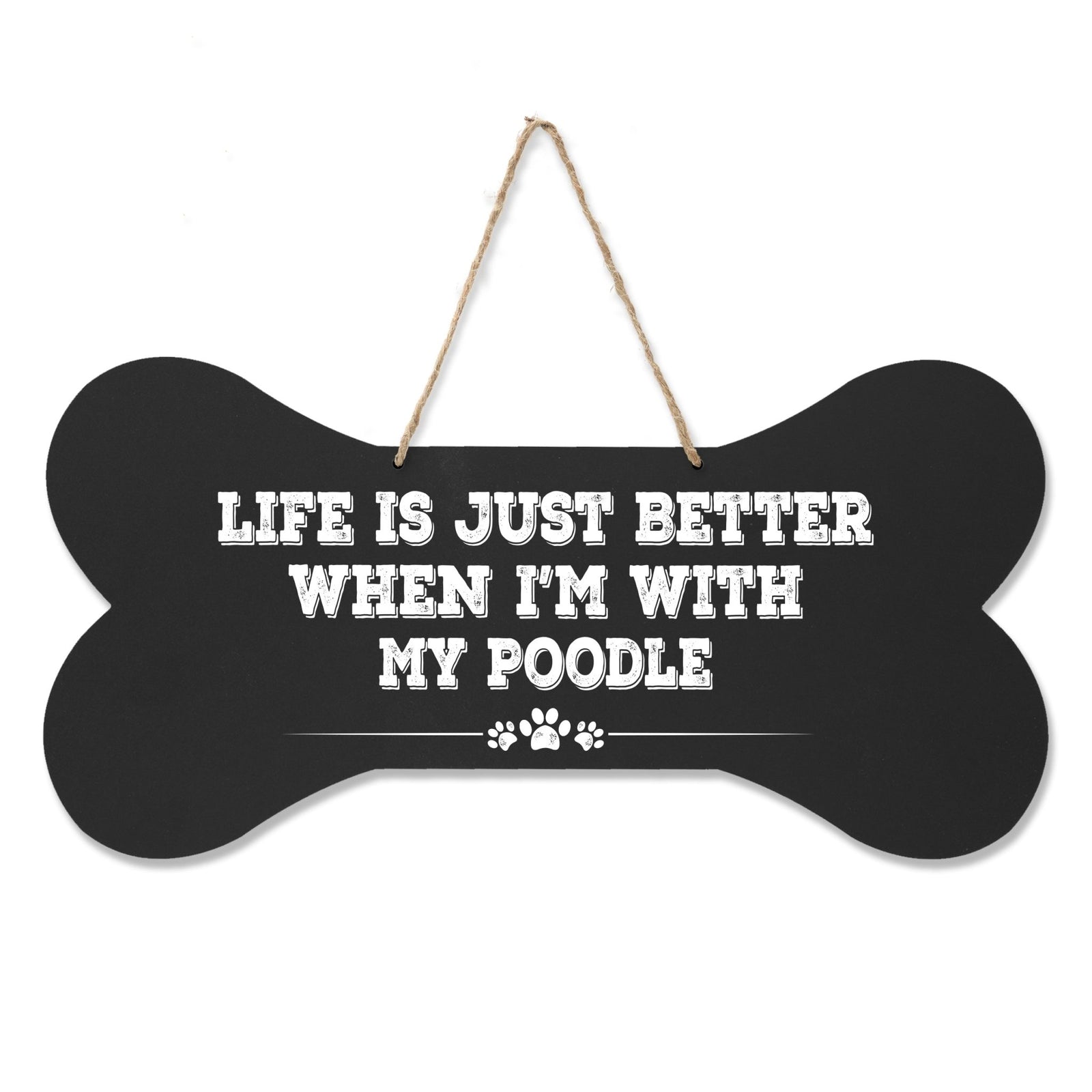 Dog Bone Rope Wall Sign - Poodle - LifeSong Milestones