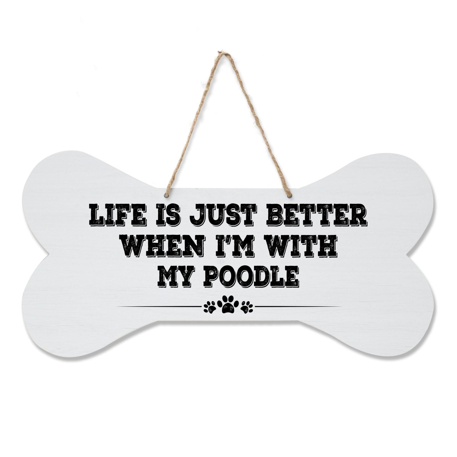 Dog Bone Rope Wall Sign - Poodle - LifeSong Milestones