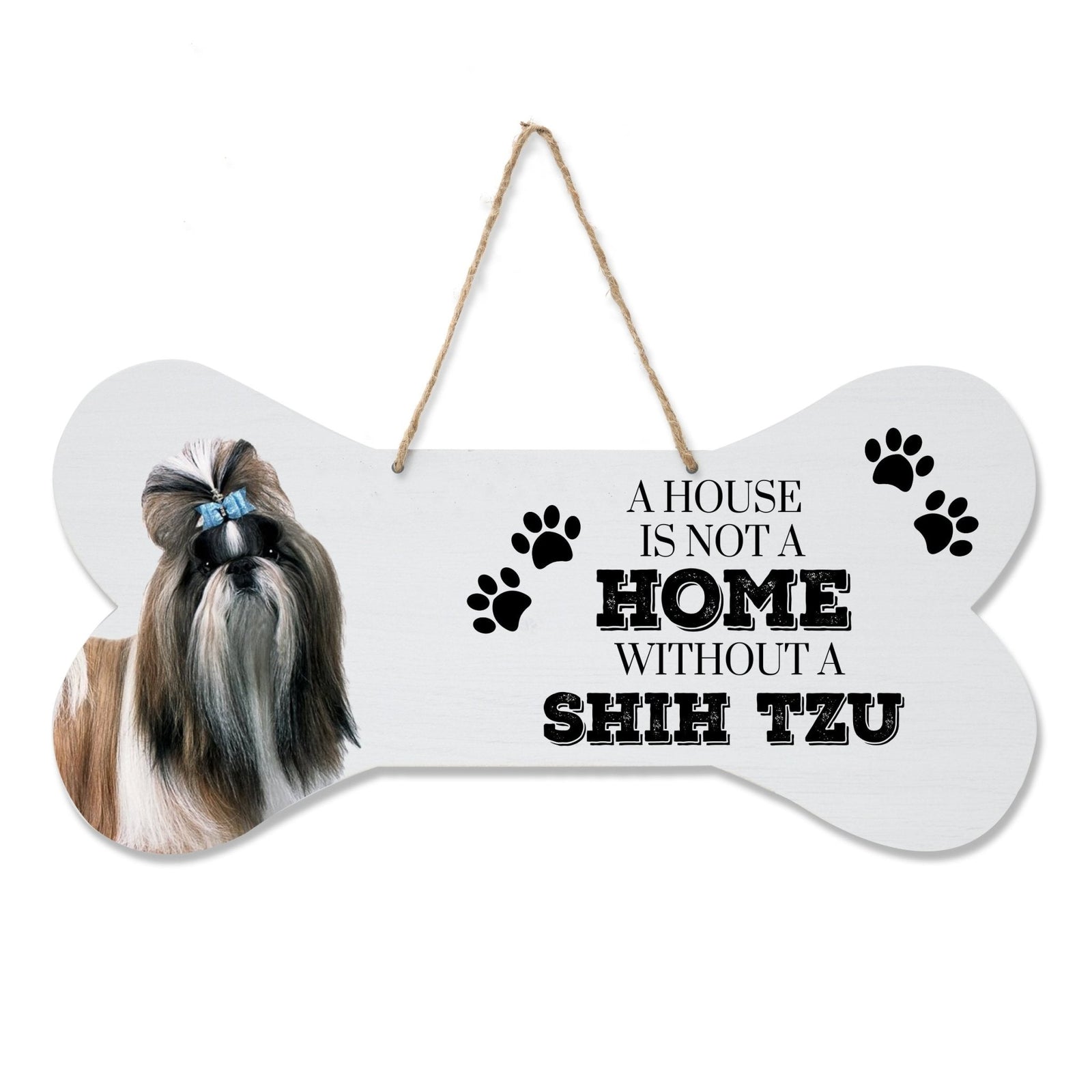 Dog Bone Rope Wall Sign - Shih Tzu - LifeSong Milestones