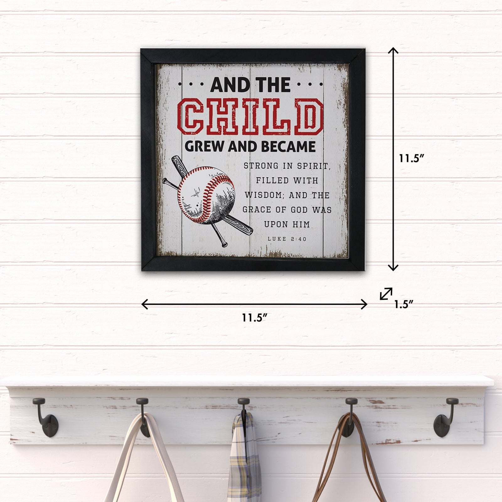 Elegant Baseball Framed Shadow Box Shelf Décor With Inspiring Bible Verses - And The Child Grew - LifeSong Milestones