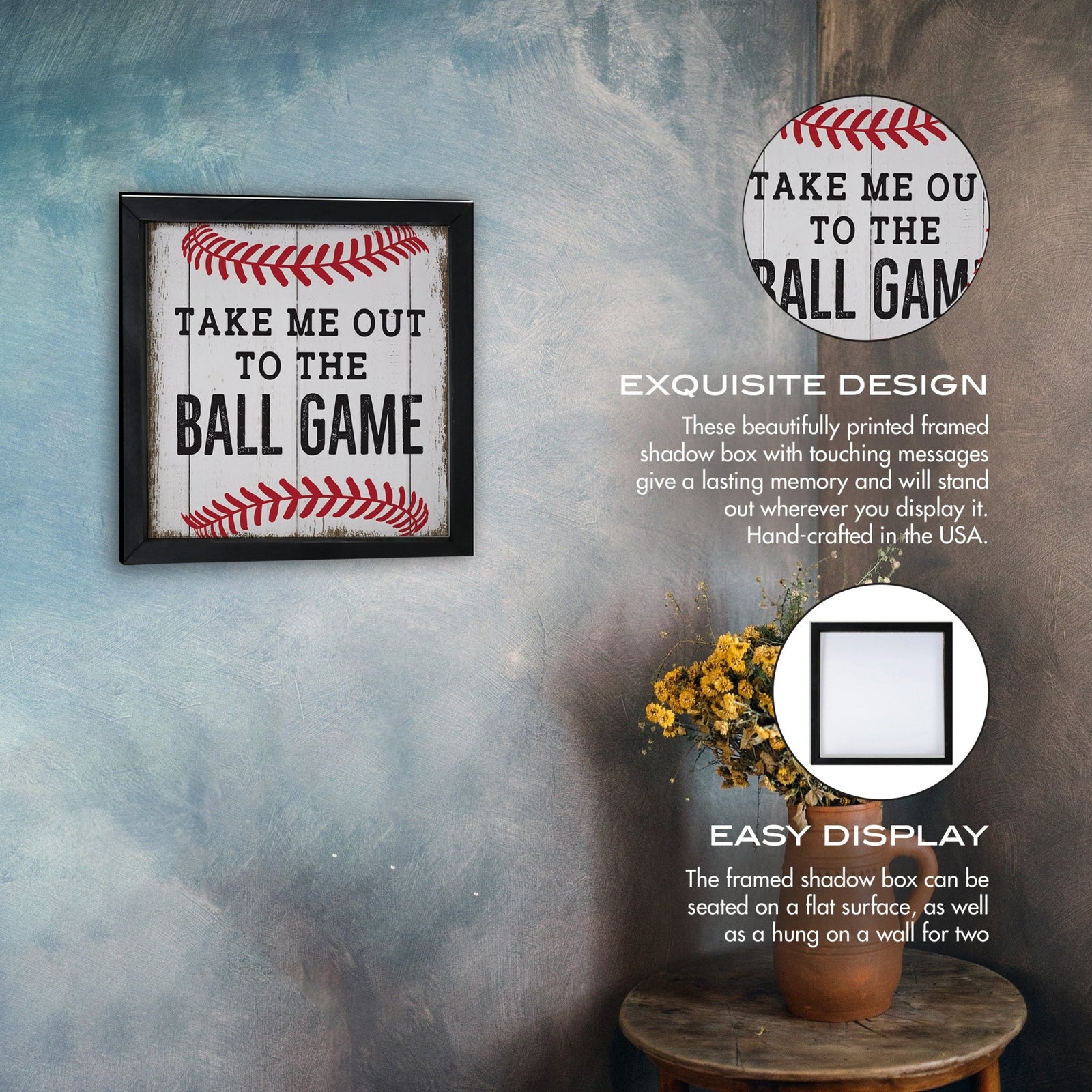 Elegant Baseball Framed Shadow Box Shelf Décor With Inspiring Bible Verses - Ball Game - LifeSong Milestones