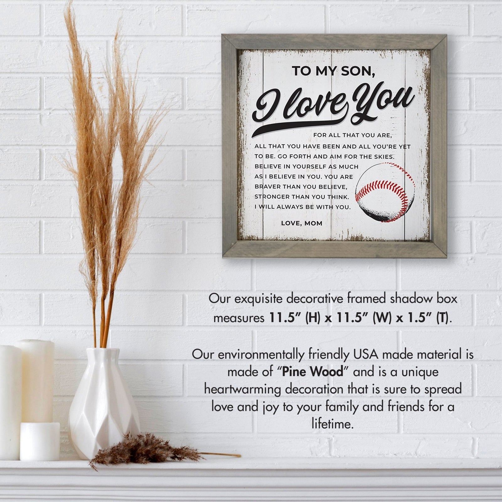 Elegant Baseball Framed Shadow Box Shelf Décor With Inspiring Bible Verses - I Love You (Ball) - LifeSong Milestones