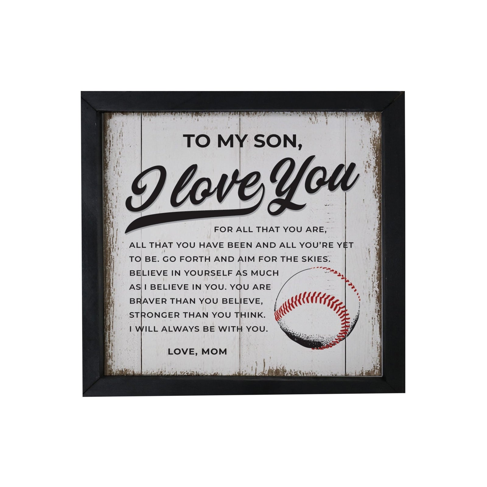 Elegant Baseball Framed Shadow Box Shelf Décor With Inspiring Bible Verses - I Love You (Ball) - LifeSong Milestones