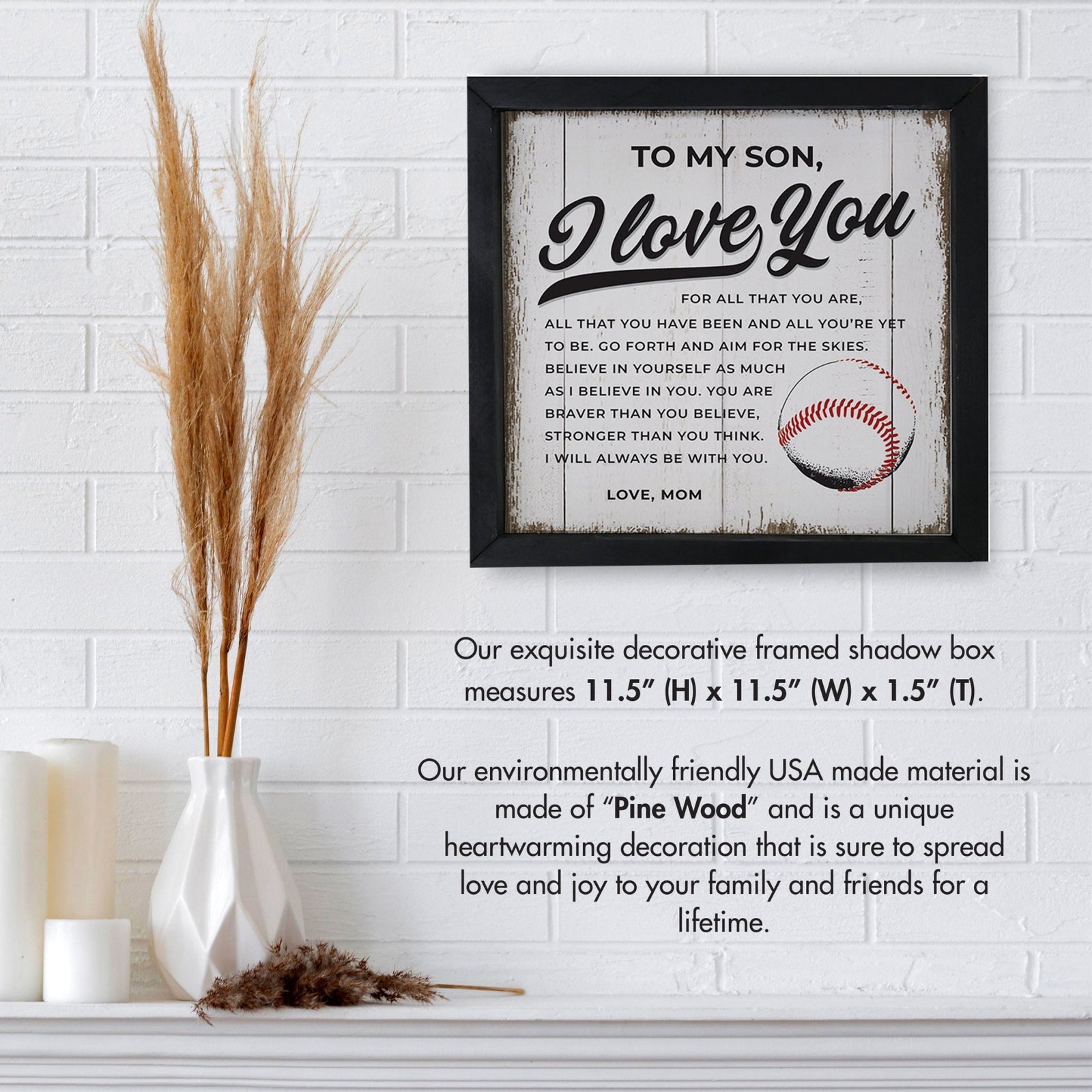 Elegant Baseball Framed Shadow Box Shelf Décor With Inspiring Bible Verses - I Love You (Ball) - LifeSong Milestones