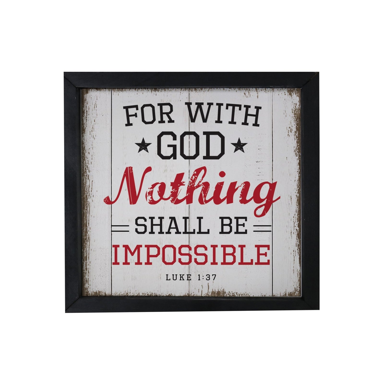 Elegant Baseball Framed Shadow Box Shelf Décor With Inspiring Bible Verses - Nothing Shall Be Impossible - LifeSong Milestones