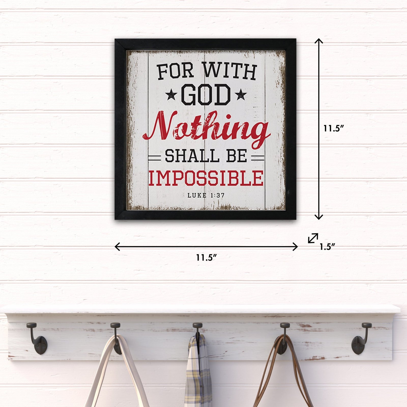 Elegant Baseball Framed Shadow Box Shelf Décor With Inspiring Bible Verses - Nothing Shall Be Impossible - LifeSong Milestones