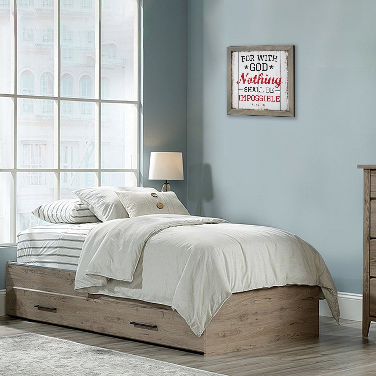 Elegant Baseball Framed Shadow Box Shelf Décor With Inspiring Bible Verses - Nothing Shall Be Impossible - LifeSong Milestones