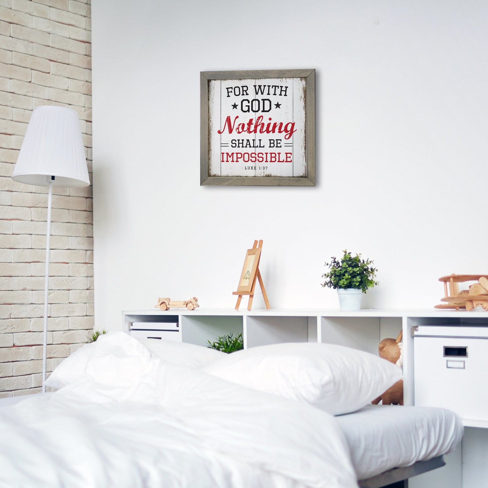 Elegant Baseball Framed Shadow Box Shelf Décor With Inspiring Bible Verses - Nothing Shall Be Impossible - LifeSong Milestones