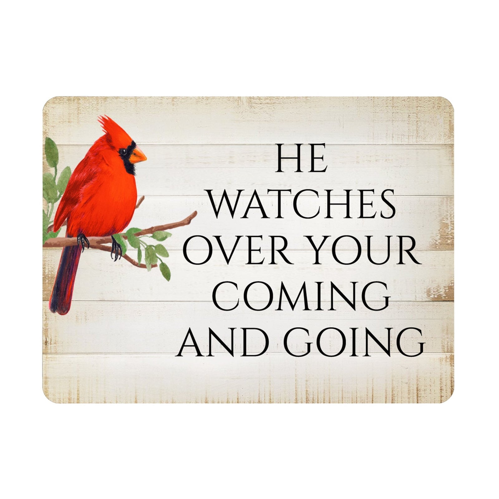 Elegant Vintage-Inspired Cardinal Wooden Magnet Printed With Everyday Inspirational Verses Gift Ideas - He Watches Over - LifeSong Milestones