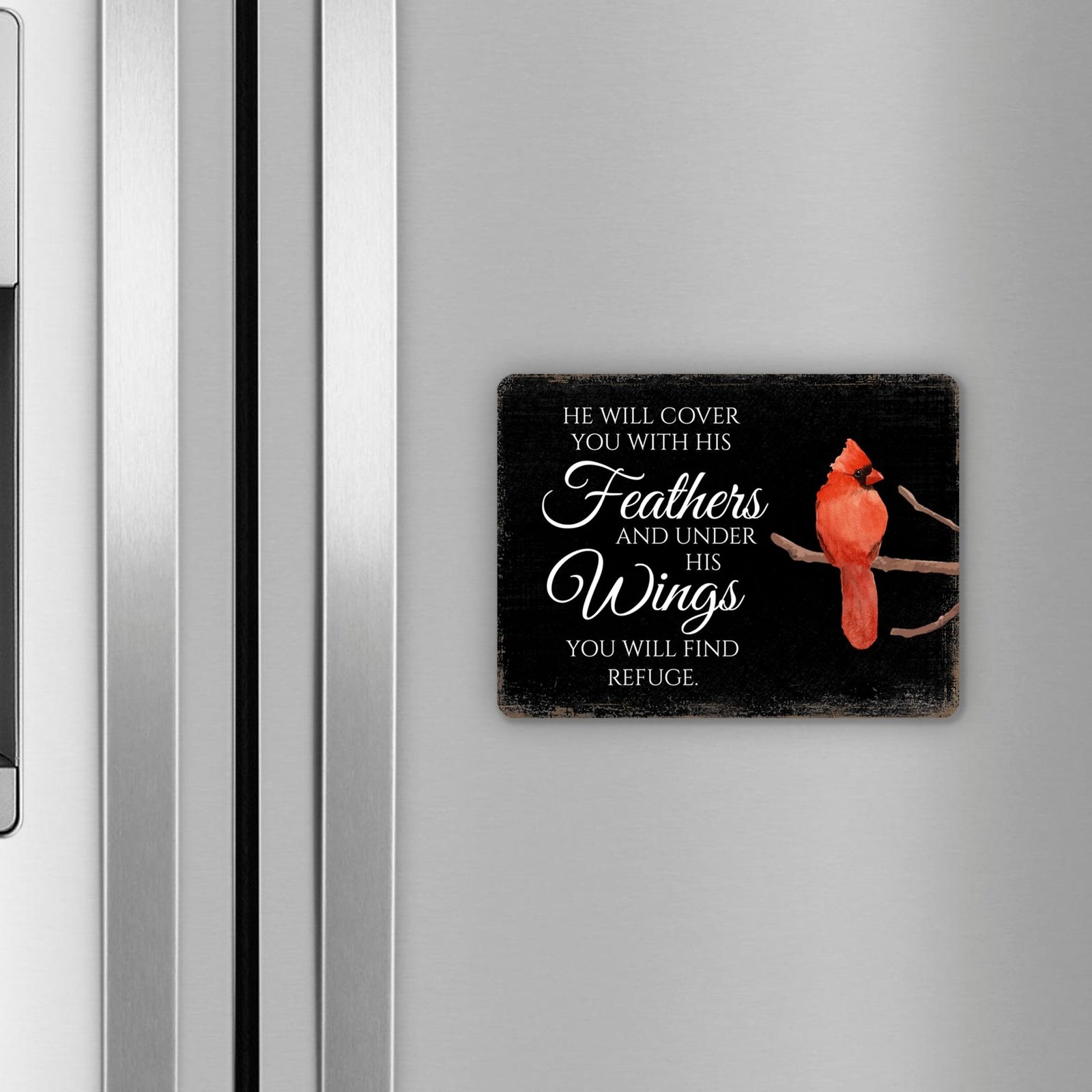 Elegant Vintage-Inspired Cardinal Wooden Magnet Printed With Everyday Inspirational Verses Gift Ideas - He Will Cover - LifeSong Milestones