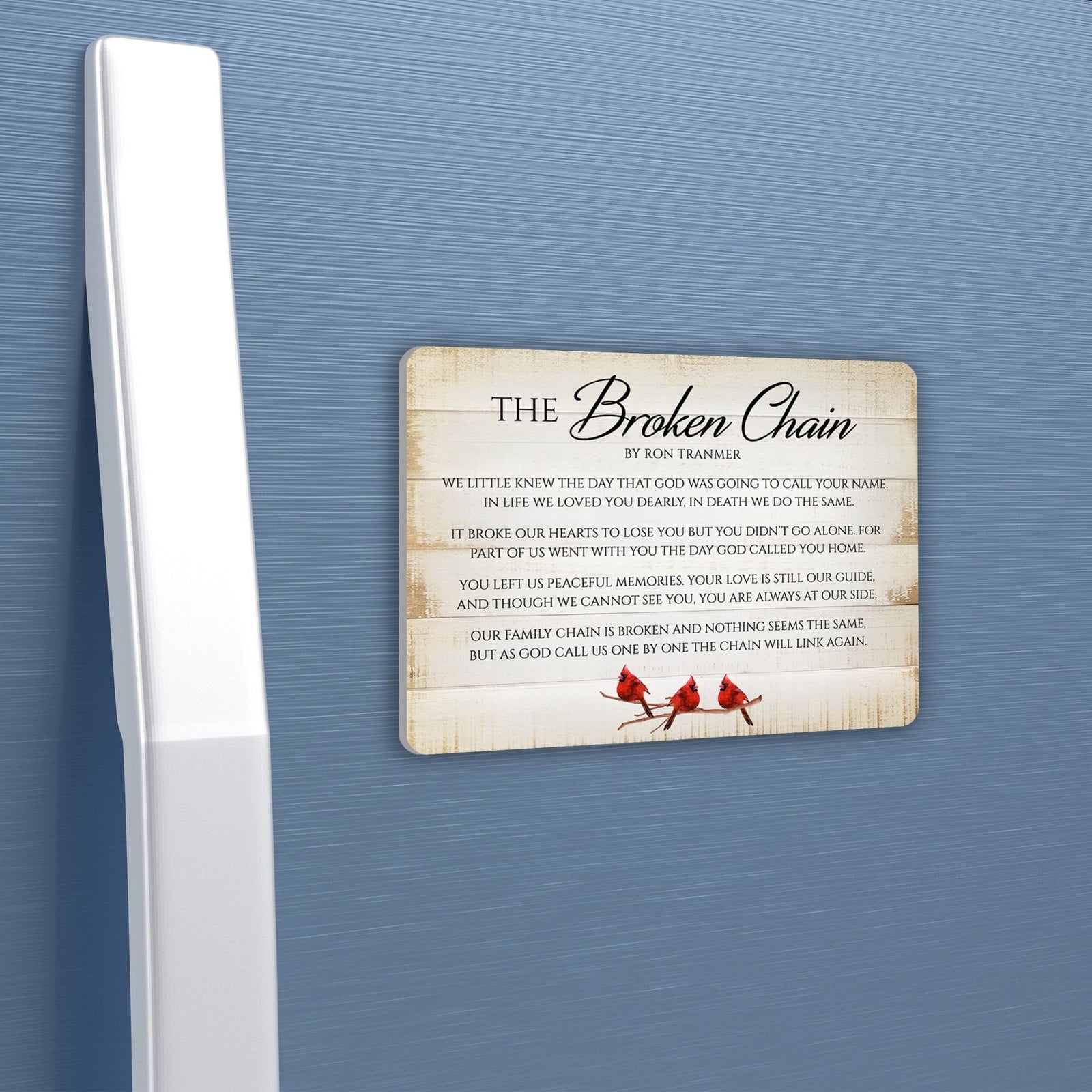 Elegant Vintage-Inspired Cardinal Wooden Magnet Printed With Everyday Inspirational Verses Gift Ideas - The Broken Chain - LifeSong Milestones