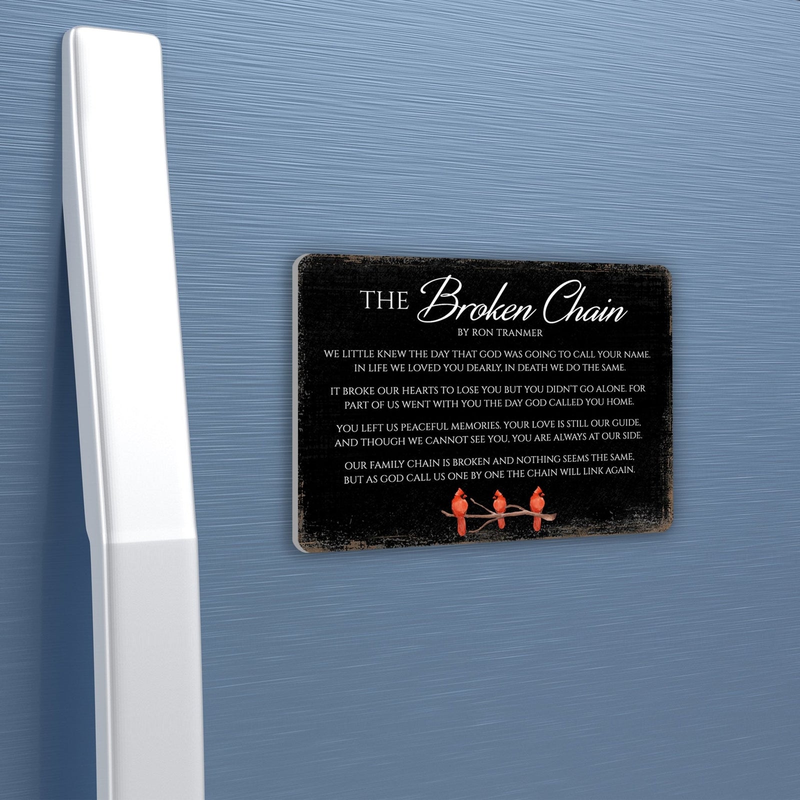 Elegant Vintage-Inspired Cardinal Wooden Magnet Printed With Everyday Inspirational Verses Gift Ideas - The Broken Chain - LifeSong Milestones