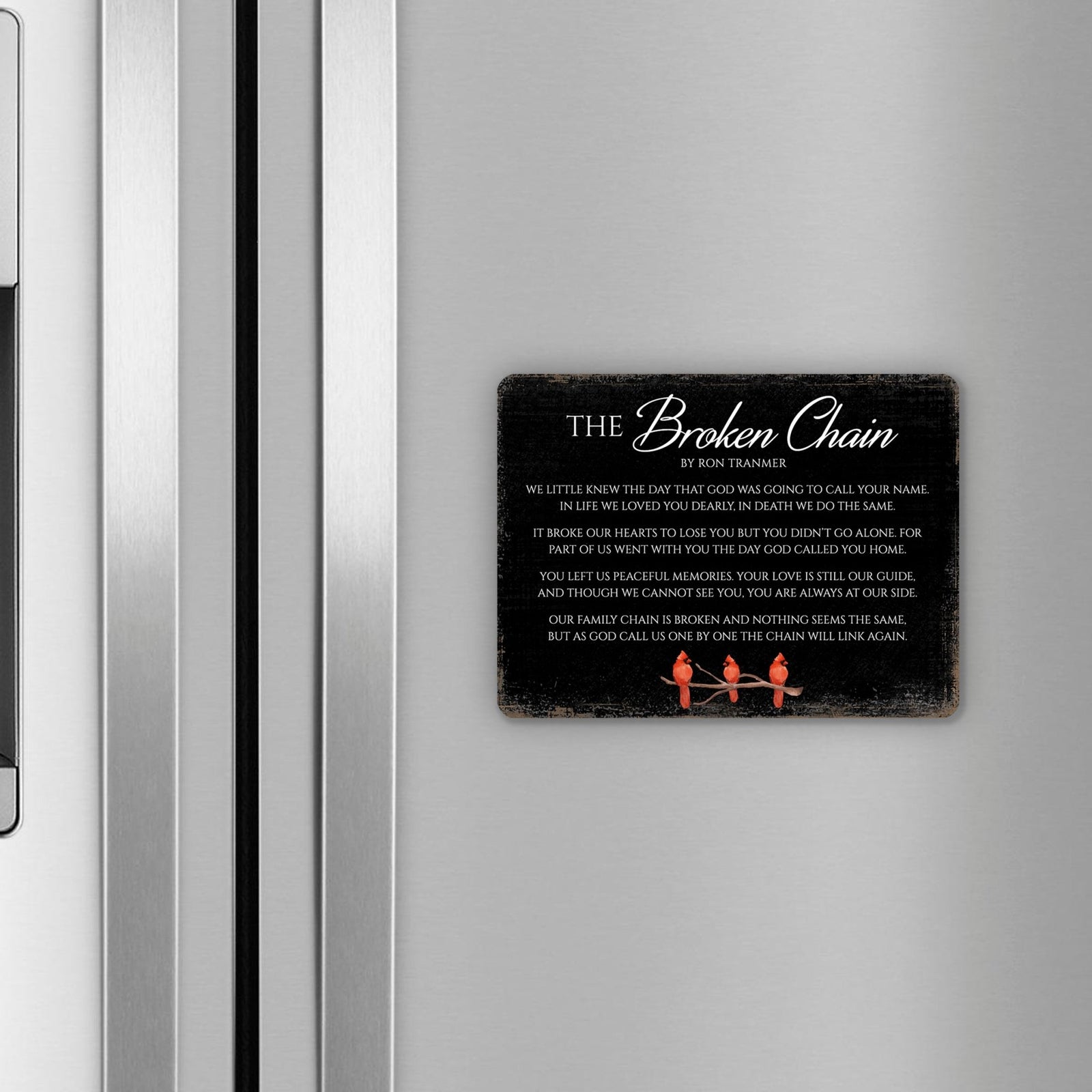 Elegant Vintage-Inspired Cardinal Wooden Magnet Printed With Everyday Inspirational Verses Gift Ideas - The Broken Chain - LifeSong Milestones