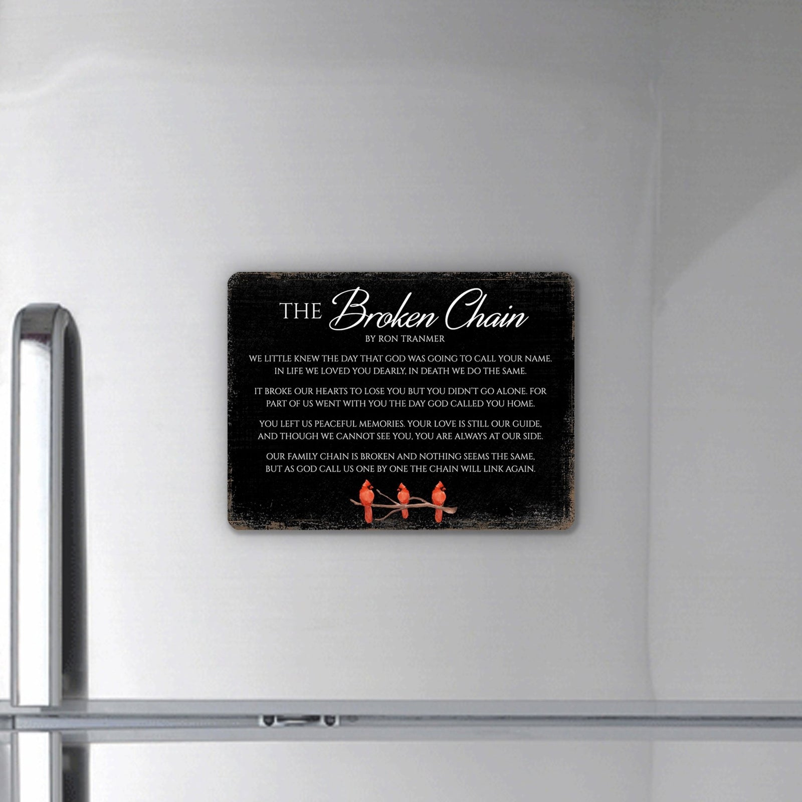 Elegant Vintage-Inspired Cardinal Wooden Magnet Printed With Everyday Inspirational Verses Gift Ideas - The Broken Chain - LifeSong Milestones