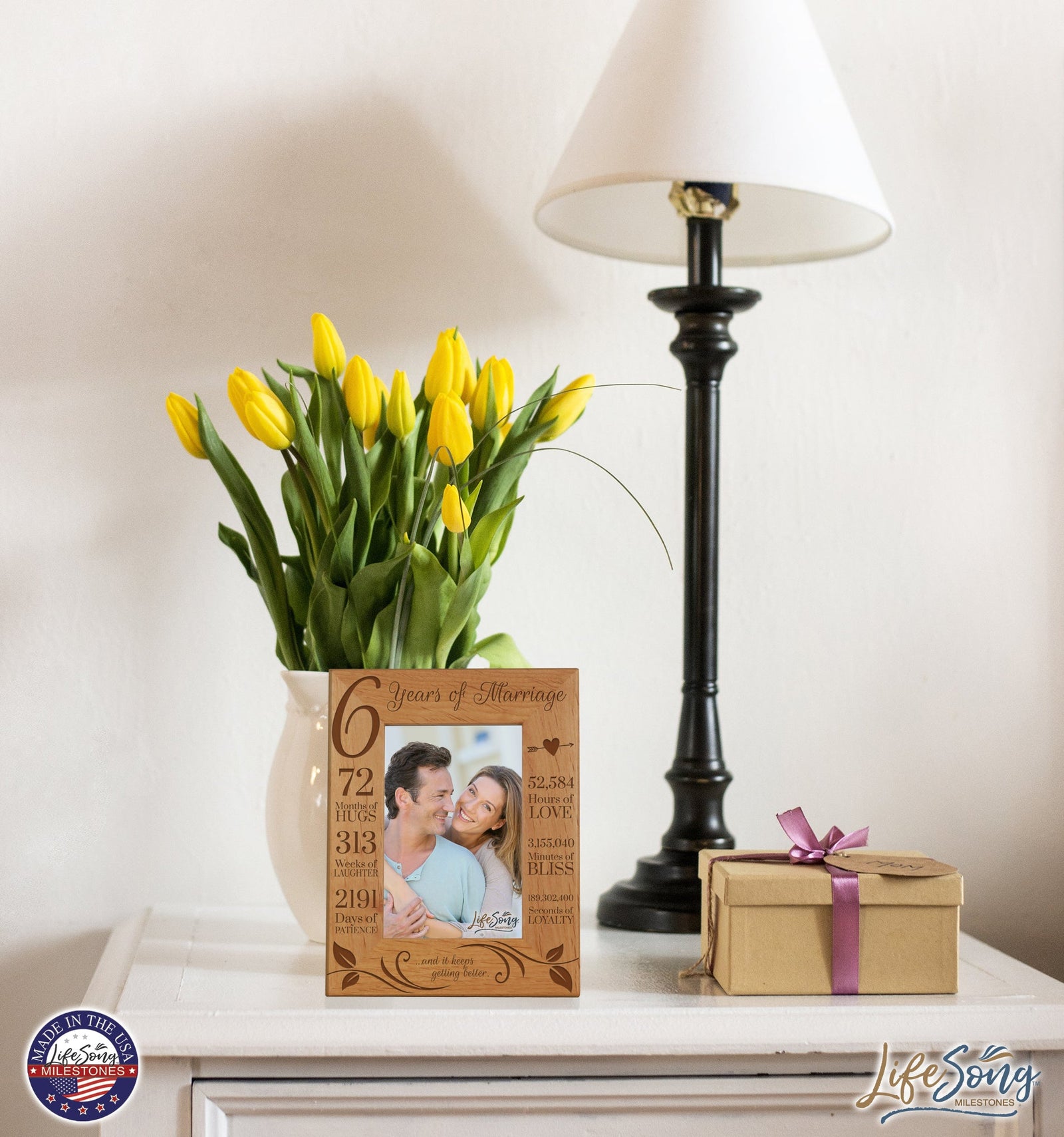 Engraved 6th Anniversary Photo Frame - 6.5" x 8.5" - LifeSong Milestones