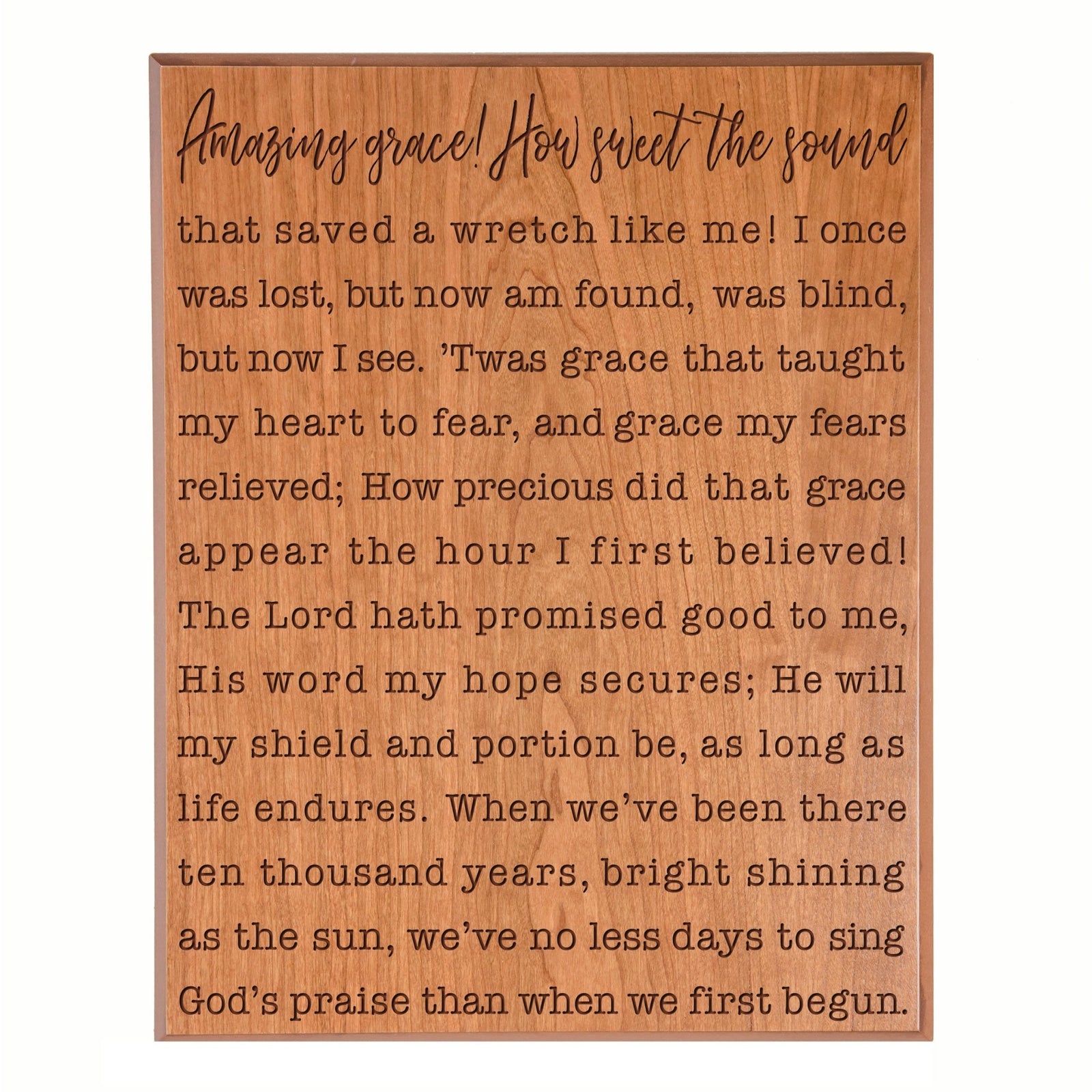 Engraved Amazing Grace Music Lyrics Wall Art - 12x15 Decorative Plaque - LifeSong Milestones
