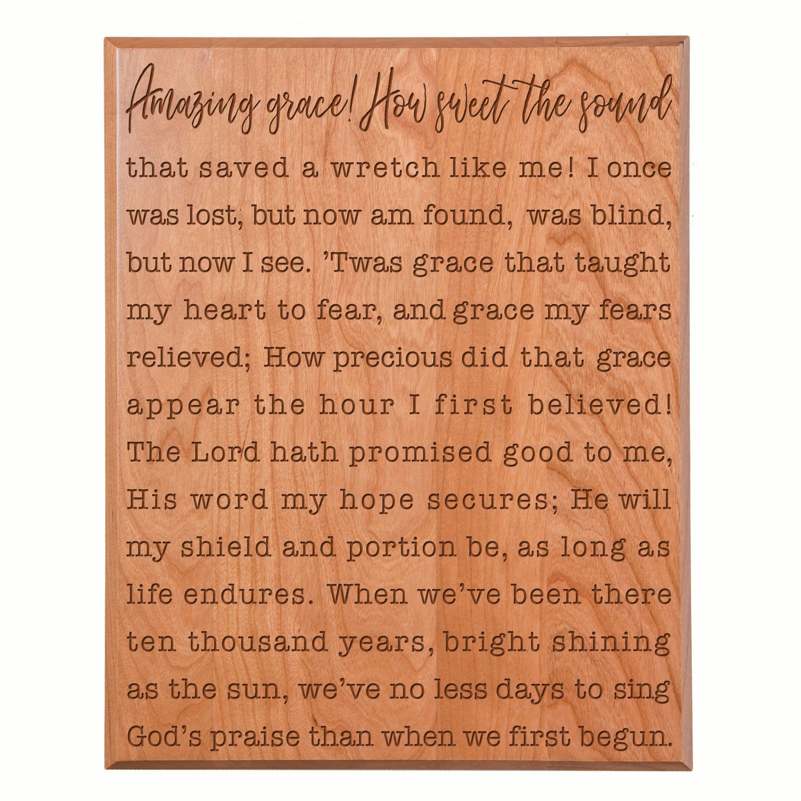 Engraved Amazing Grace Music Lyrics Wall Art - 12x15 Decorative Plaque - LifeSong Milestones
