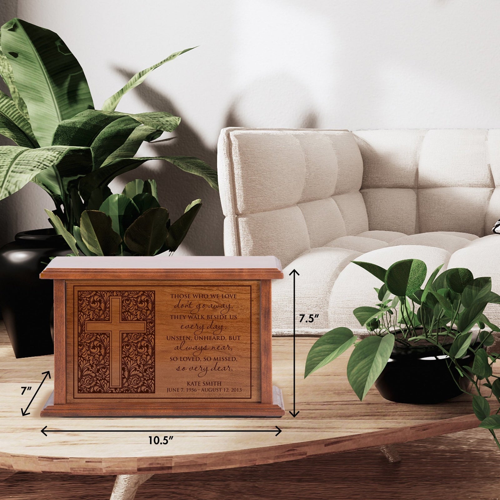 Unique cremation urn box for human ashes