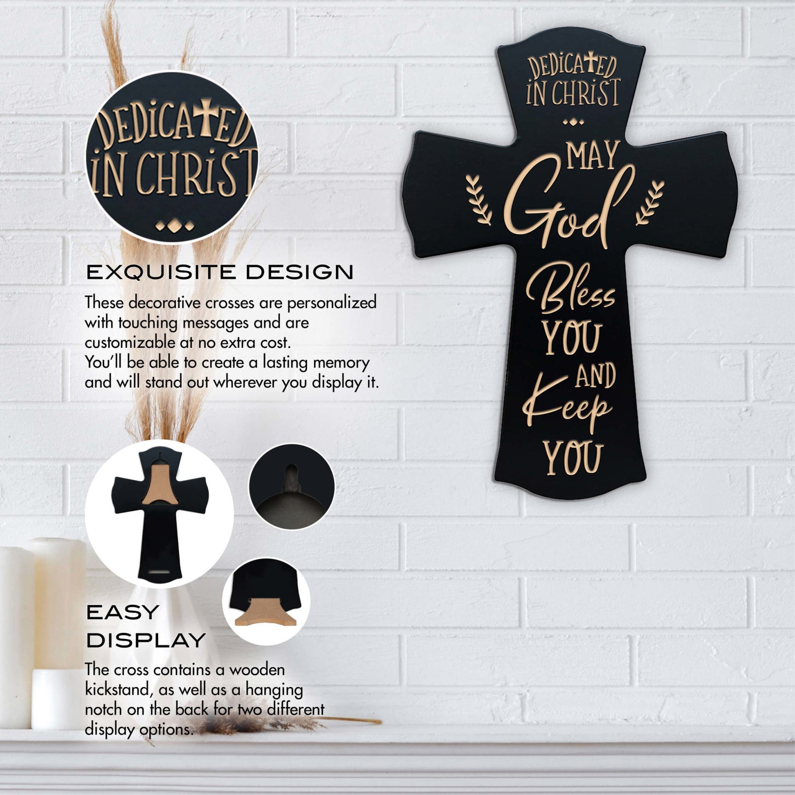 Wooden Engraved Dedication Wall Cross