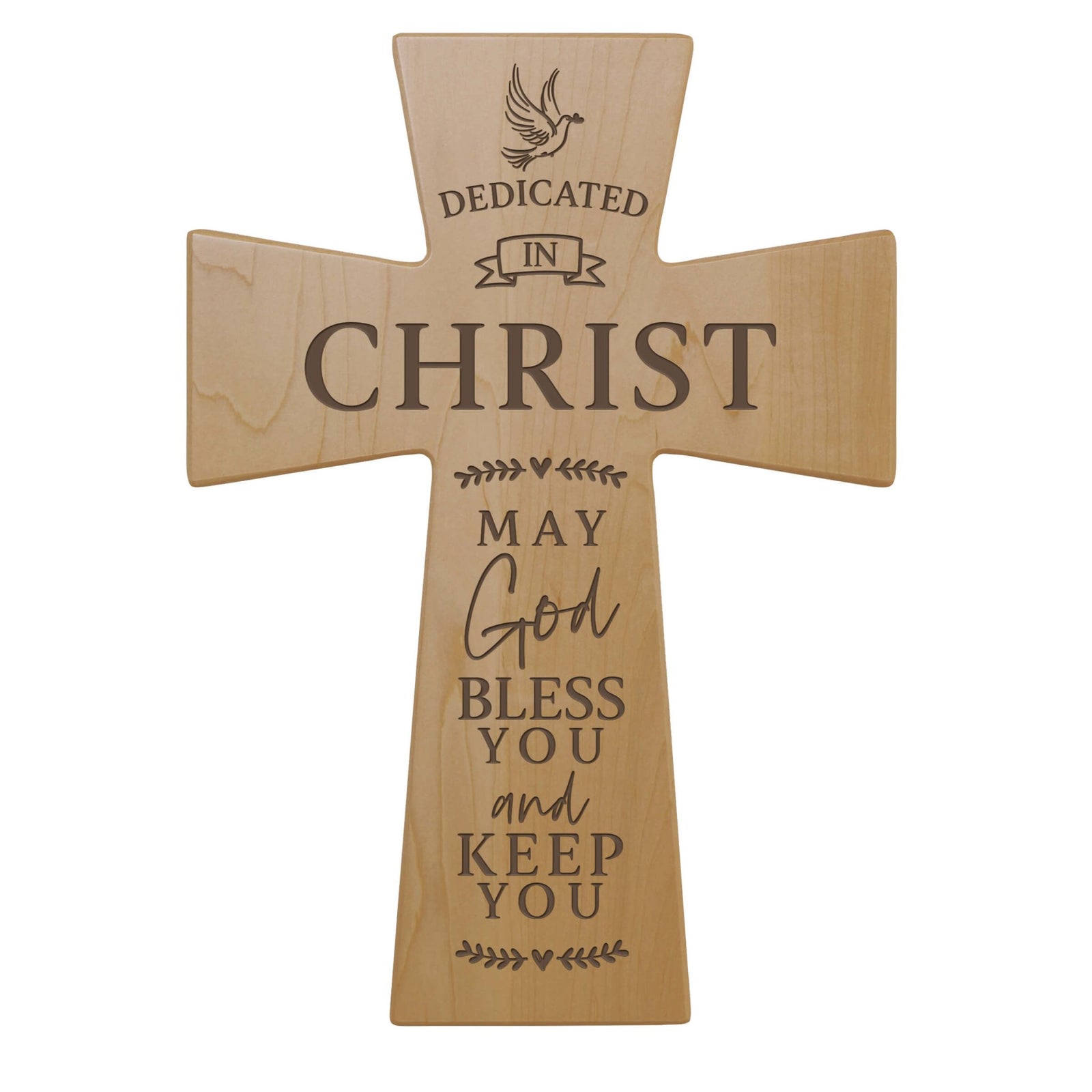 Engraved Wooden Dedication Crosses - Dedicated In Christ - LifeSong Milestones