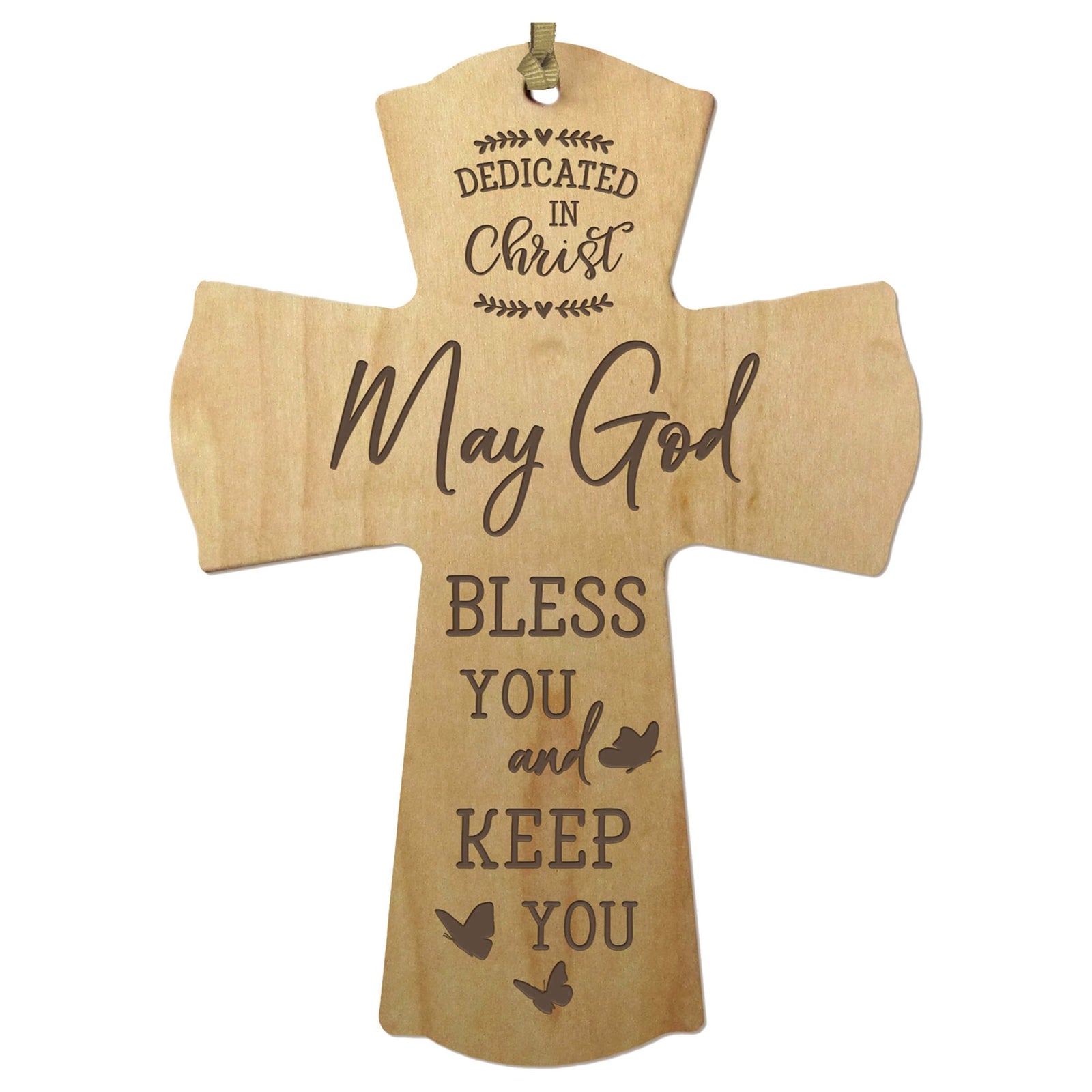 Engraved Wooden Dedication Crosses - Dedicated In Christ - LifeSong Milestones