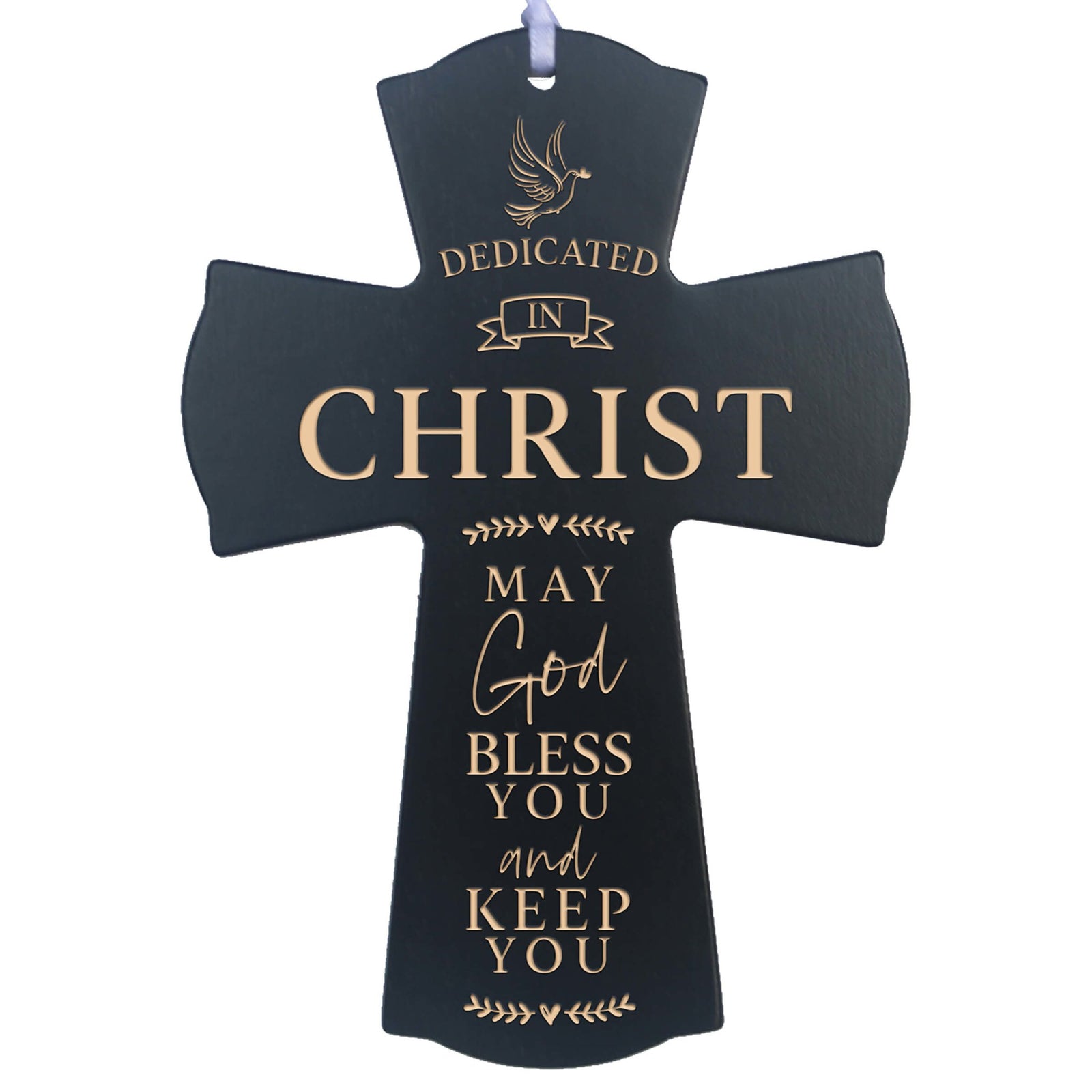 Engraved Wooden Dedication Crosses - Dedicated In Christ - LifeSong Milestones