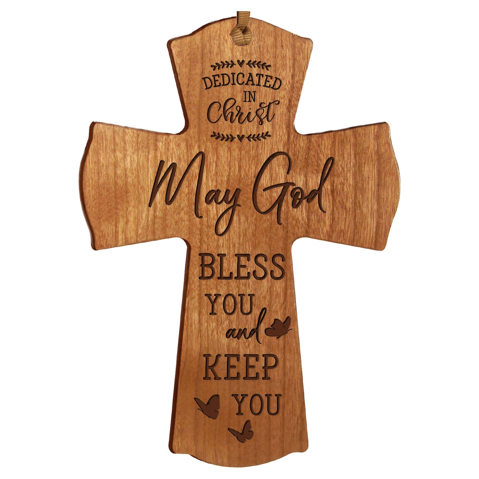 Engraved Wooden Dedication Crosses - Dedicated In Christ - LifeSong Milestones