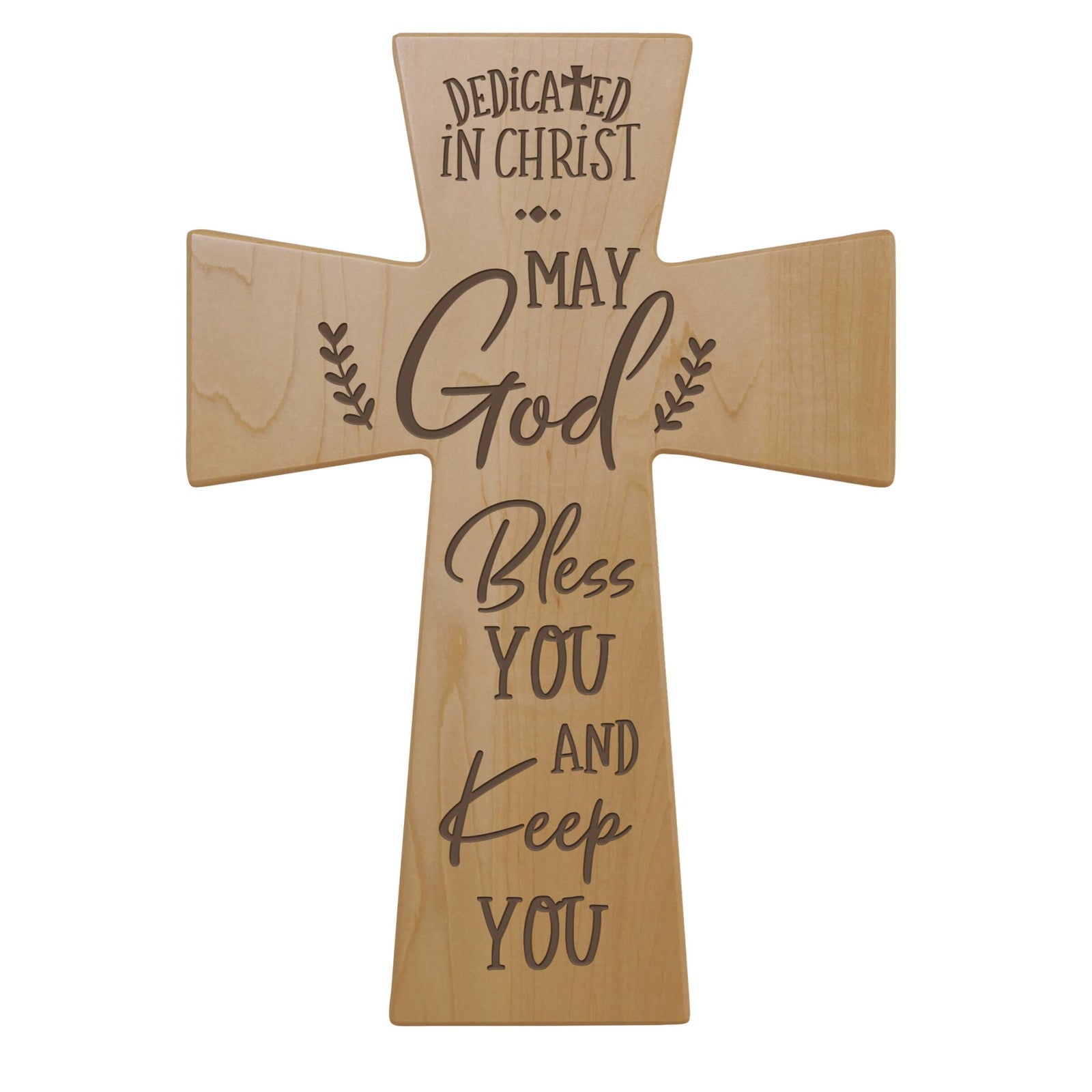 Engraved Wooden Dedication Crosses - Dedicated In Christ - LifeSong Milestones