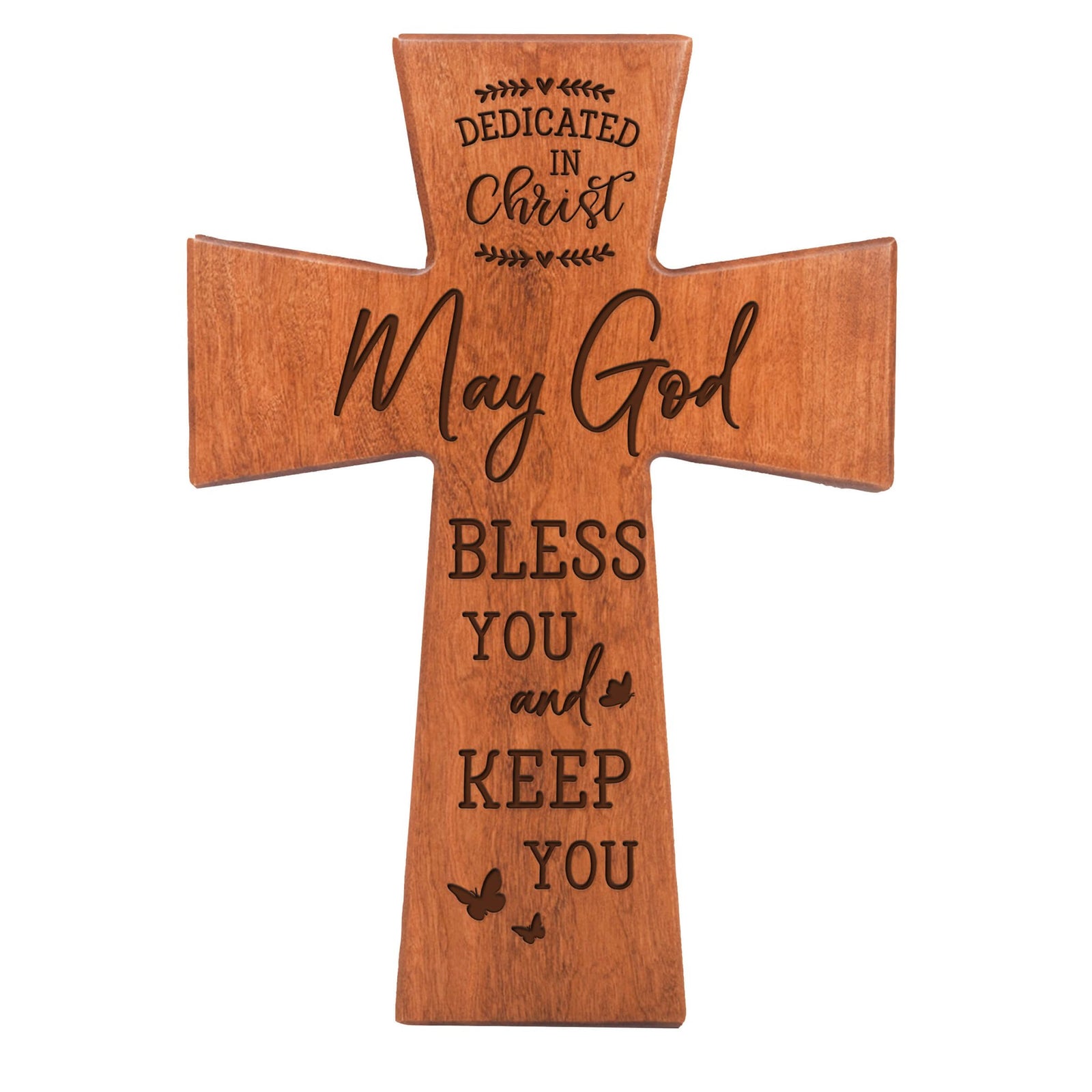 Engraved Wooden Dedication Crosses - Dedicated In Christ - LifeSong Milestones