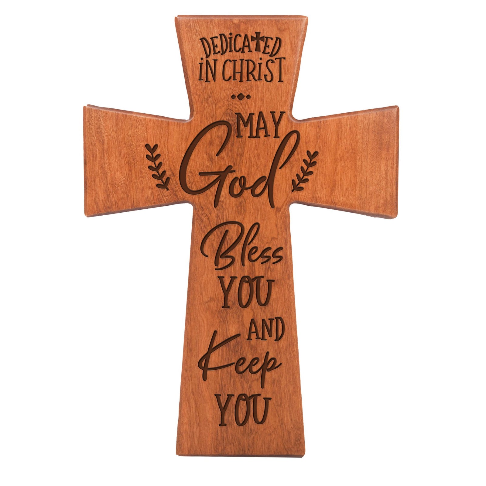Engraved Wooden Dedication Crosses - Dedicated In Christ - LifeSong Milestones