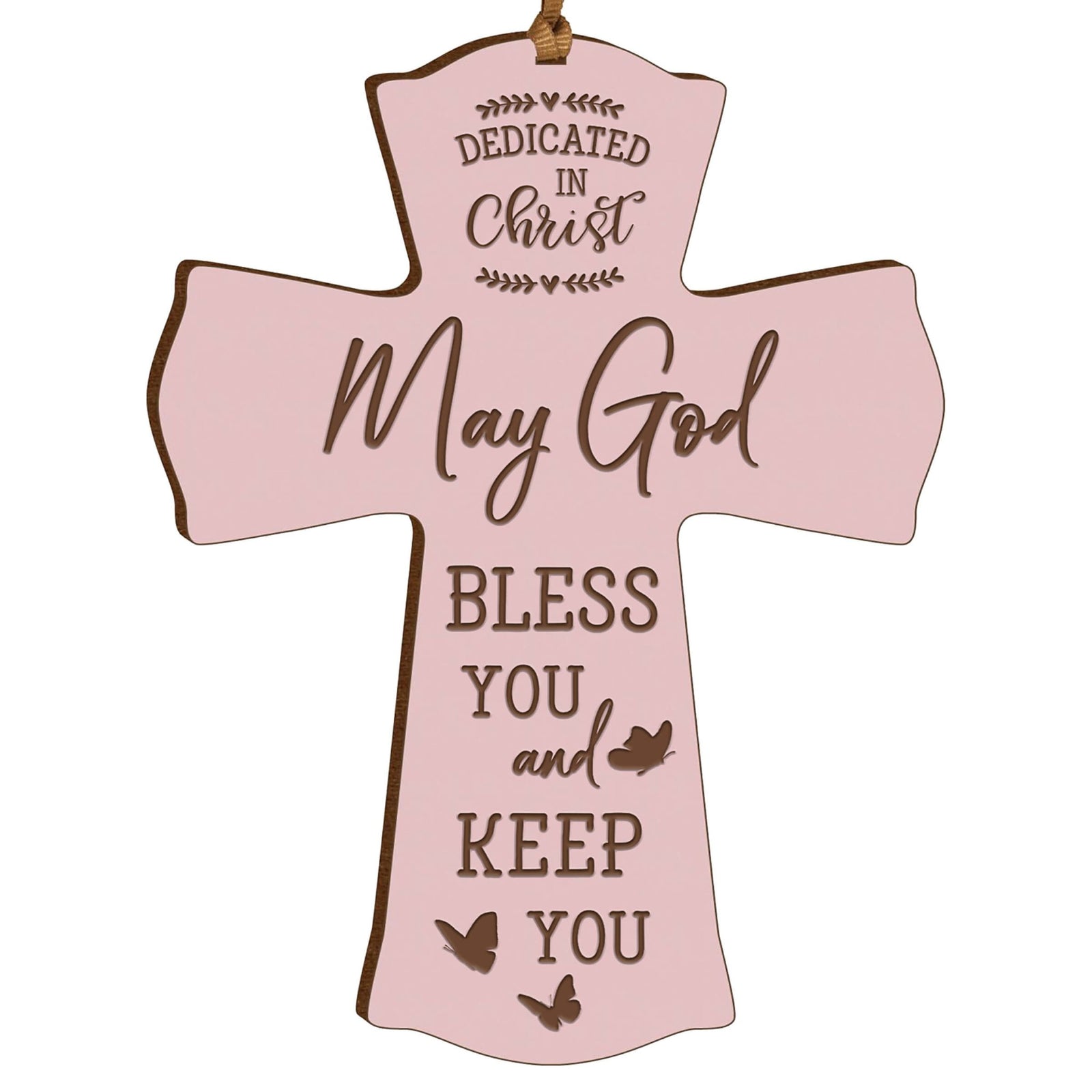 Engraved Wooden Dedication Crosses - Dedicated In Christ - LifeSong Milestones