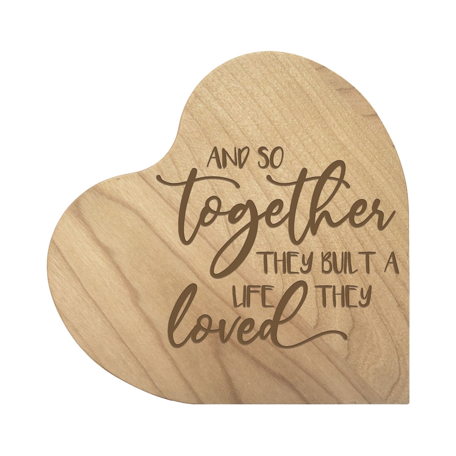 Engraved Wooden Heart Block 5” x 5.25” x 0.75” - And So Together - LifeSong Milestones
