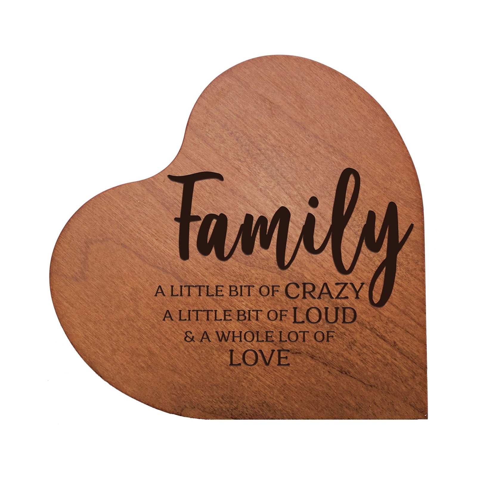 Engraved Wooden Heart Block 5” x 5.25” x 0.75”- Family - LifeSong Milestones