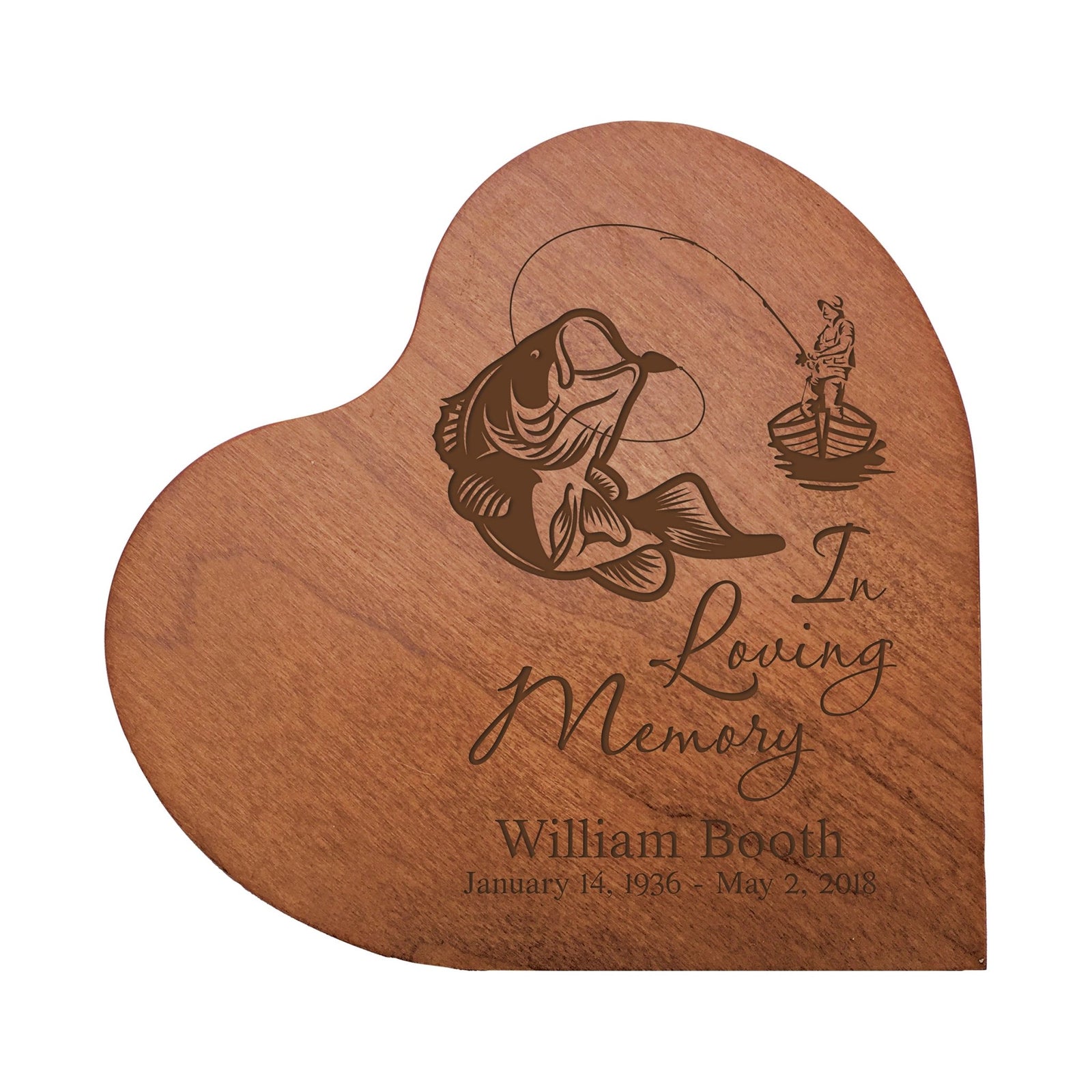 Engraved Wooden Heart Block 5” x 5.25” x 0.75”- In Loving Memory - LifeSong Milestones